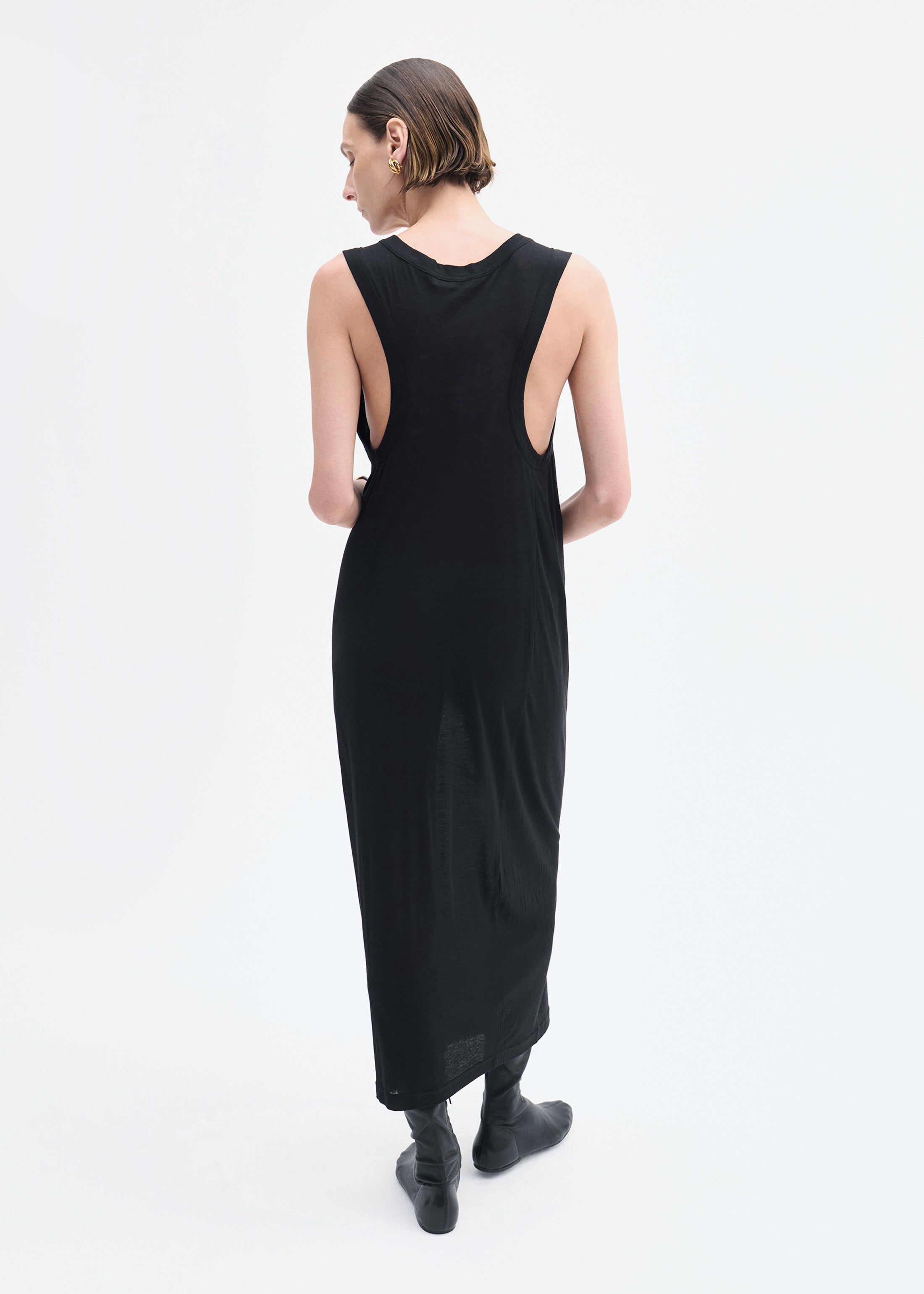 Tank Dress in Slub Jersey - Black