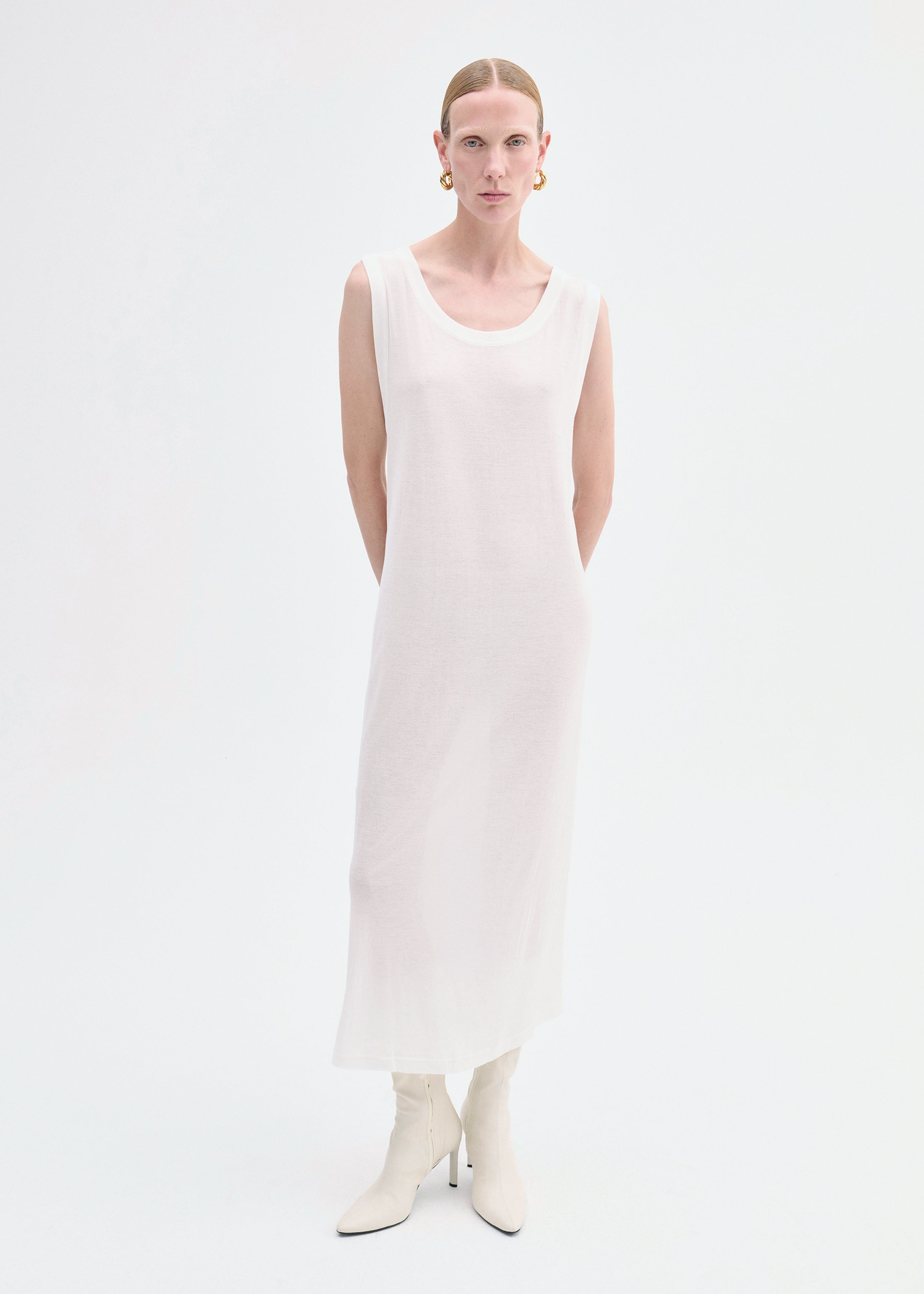 Tank Dress in Slub Jersey - Ivory
