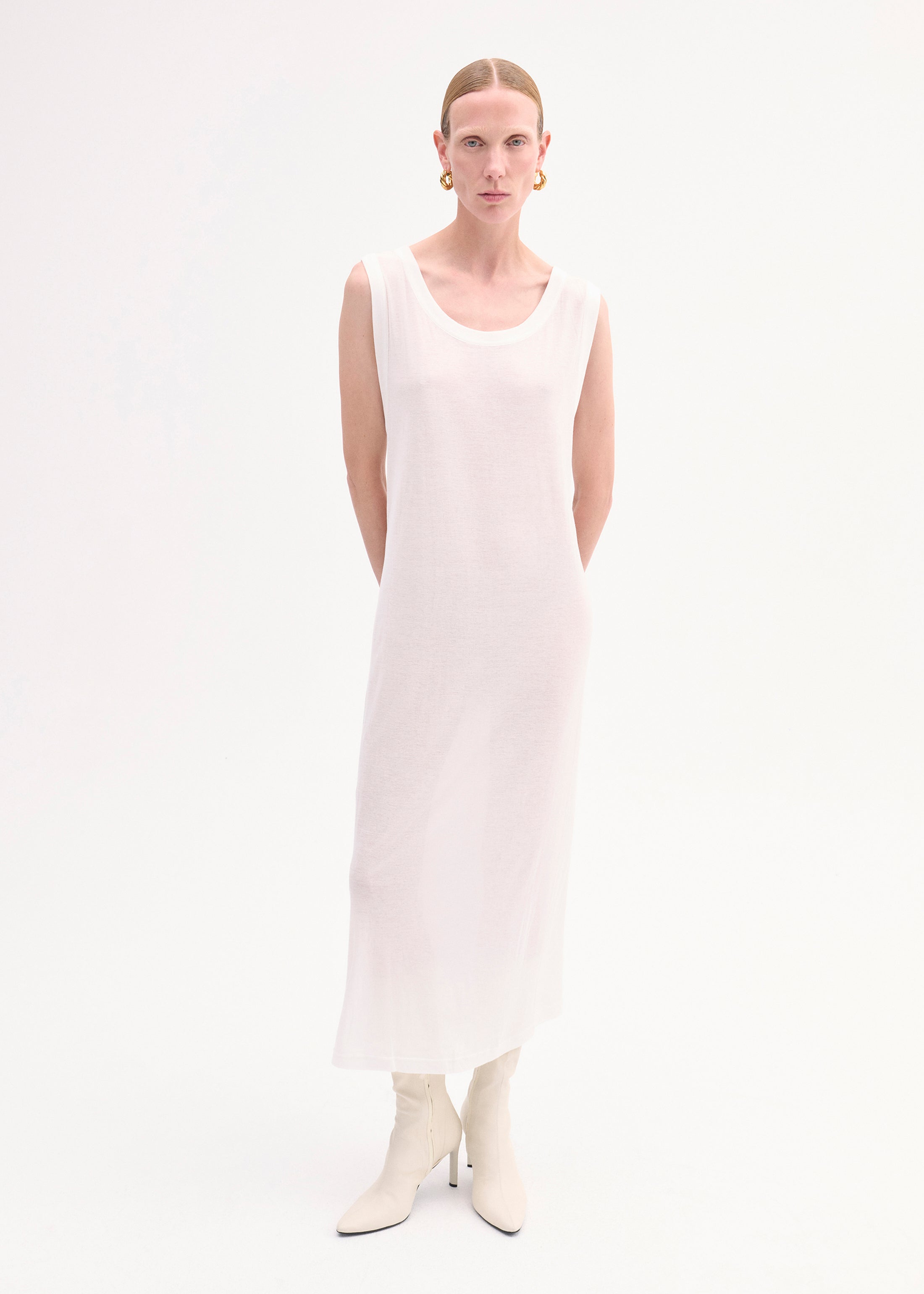 Tank Dress in Slub Jersey - Ivory