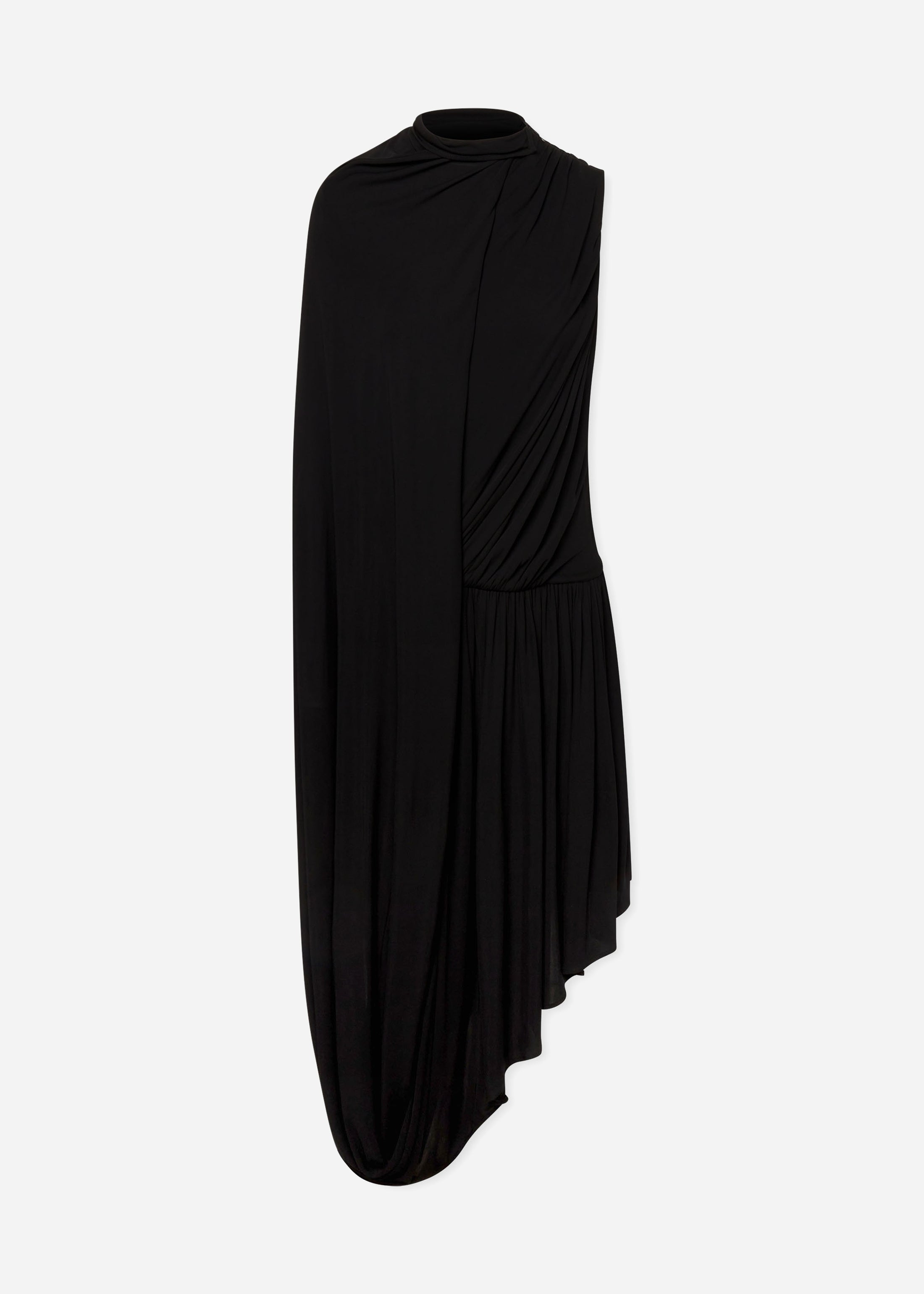 Asymmetric Dress in Viscose Jersey - Black