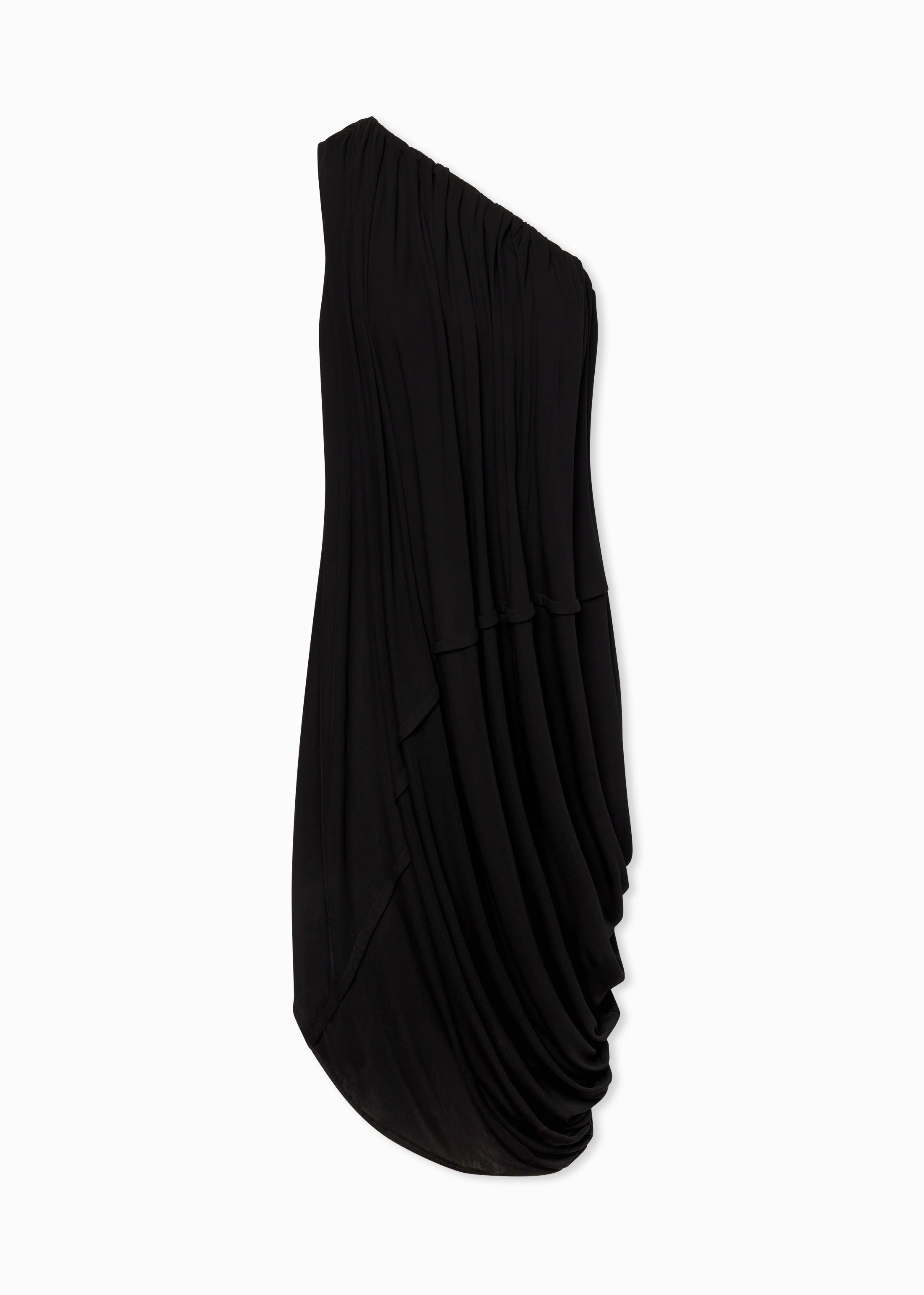 One-Shoulder Dress in Viscose Jersey - Black