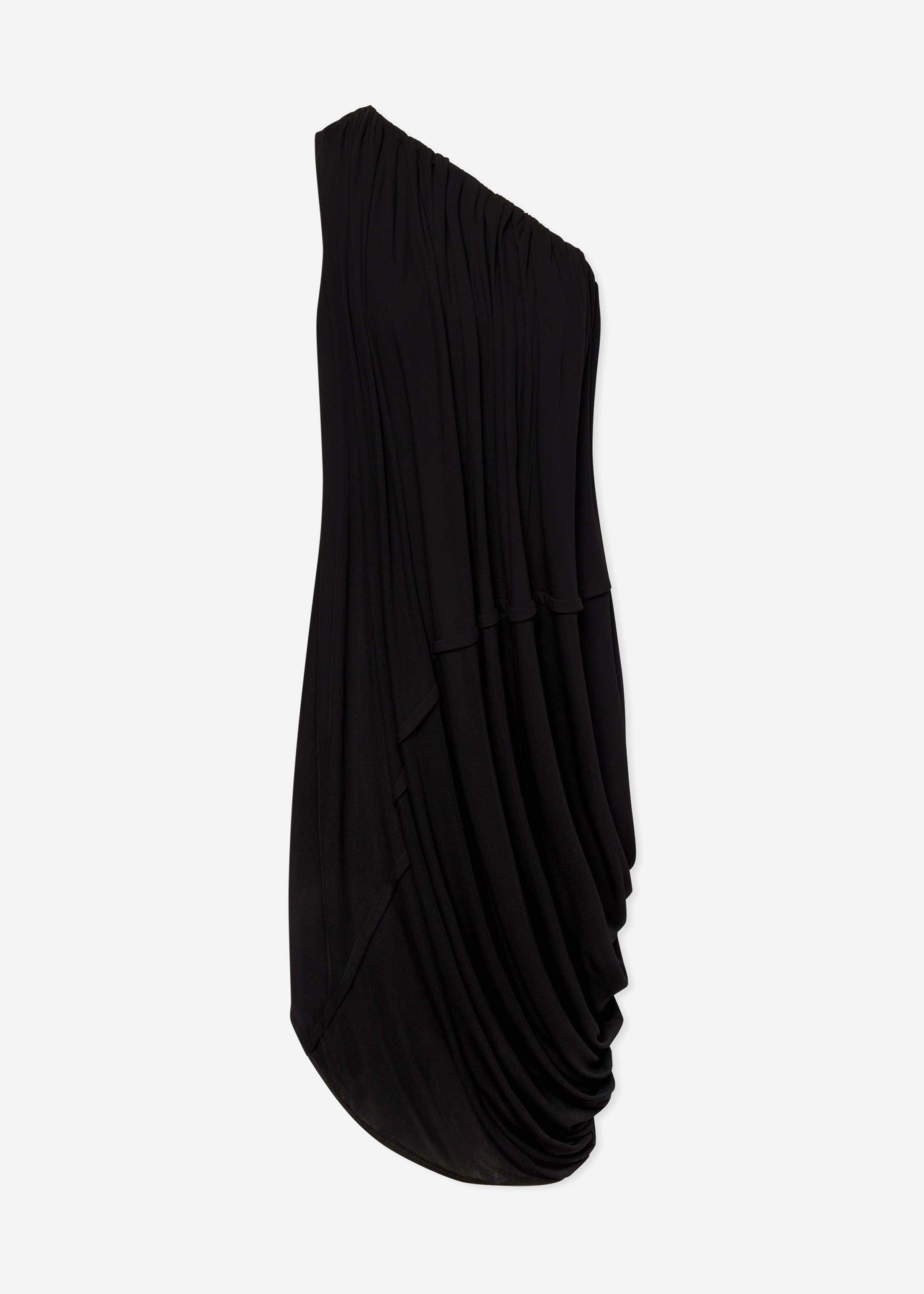 One-Shoulder Dress in Viscose Jersey - Black