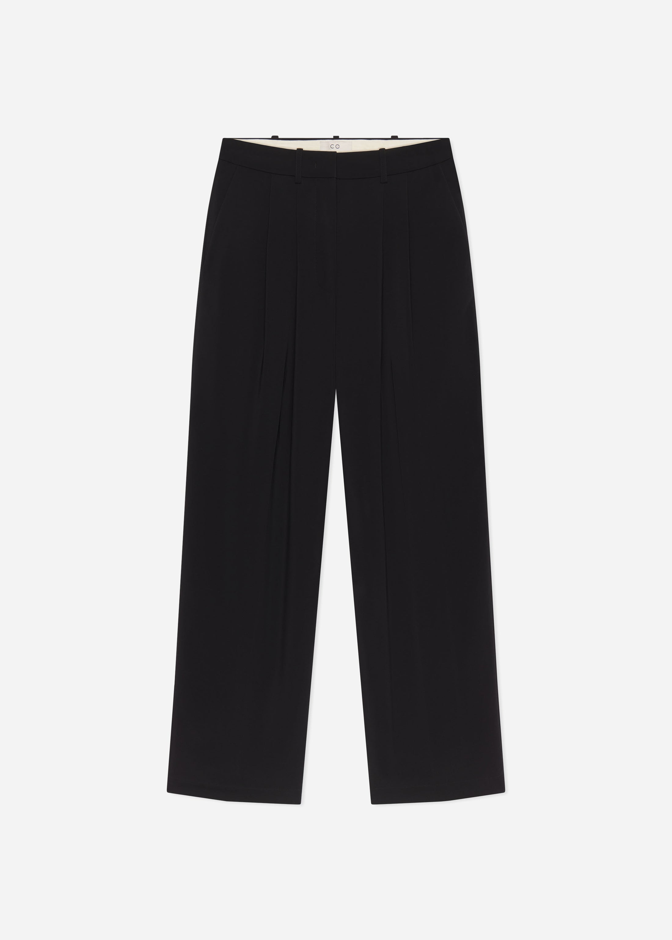 Pleat Front Trouser in Crepe - Black