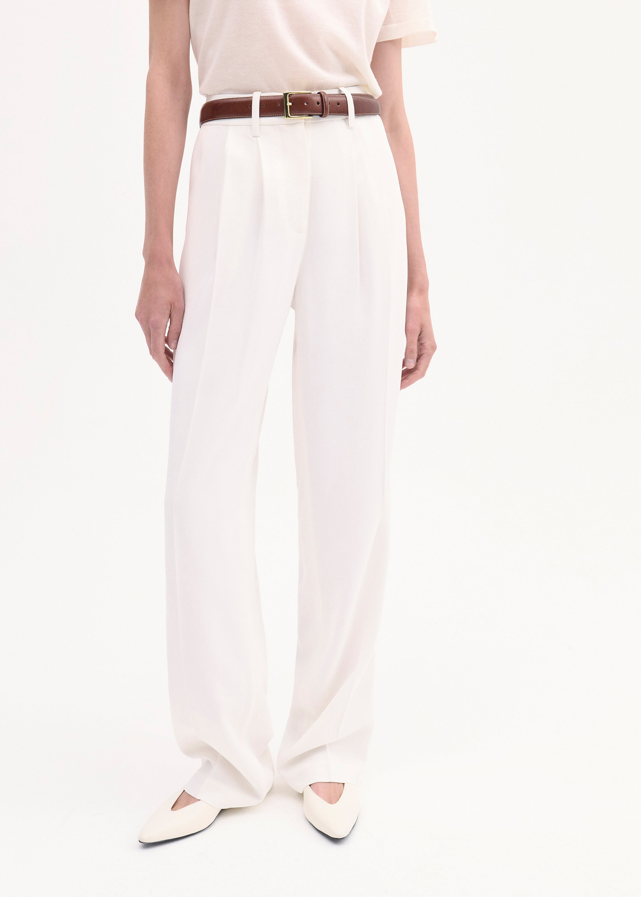 Classic Trouser in Stretch Viscose - Ivory