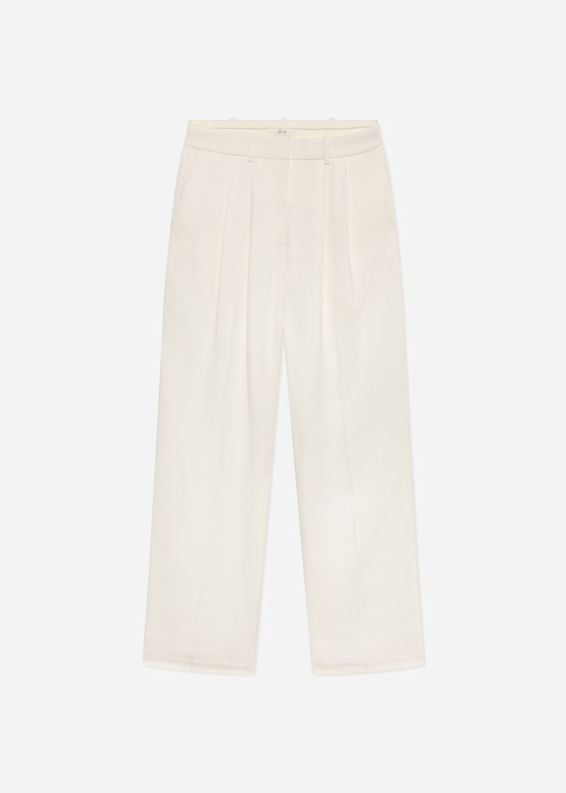 Pleat Front Trouser in Crepe - Ivory - CO