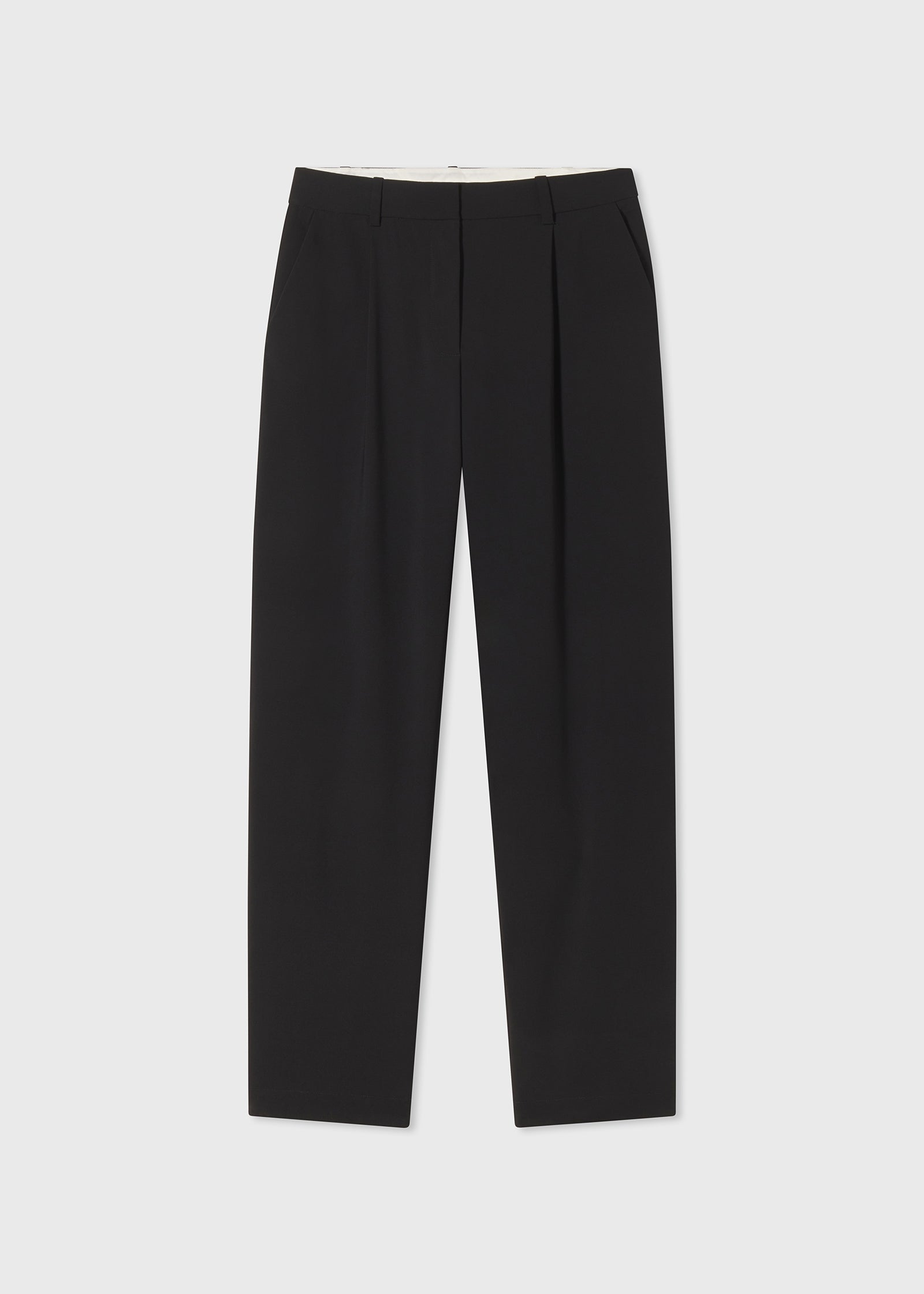 Single Pleat Wide Leg Trouser in Virgin Wool - Black - CO Collections