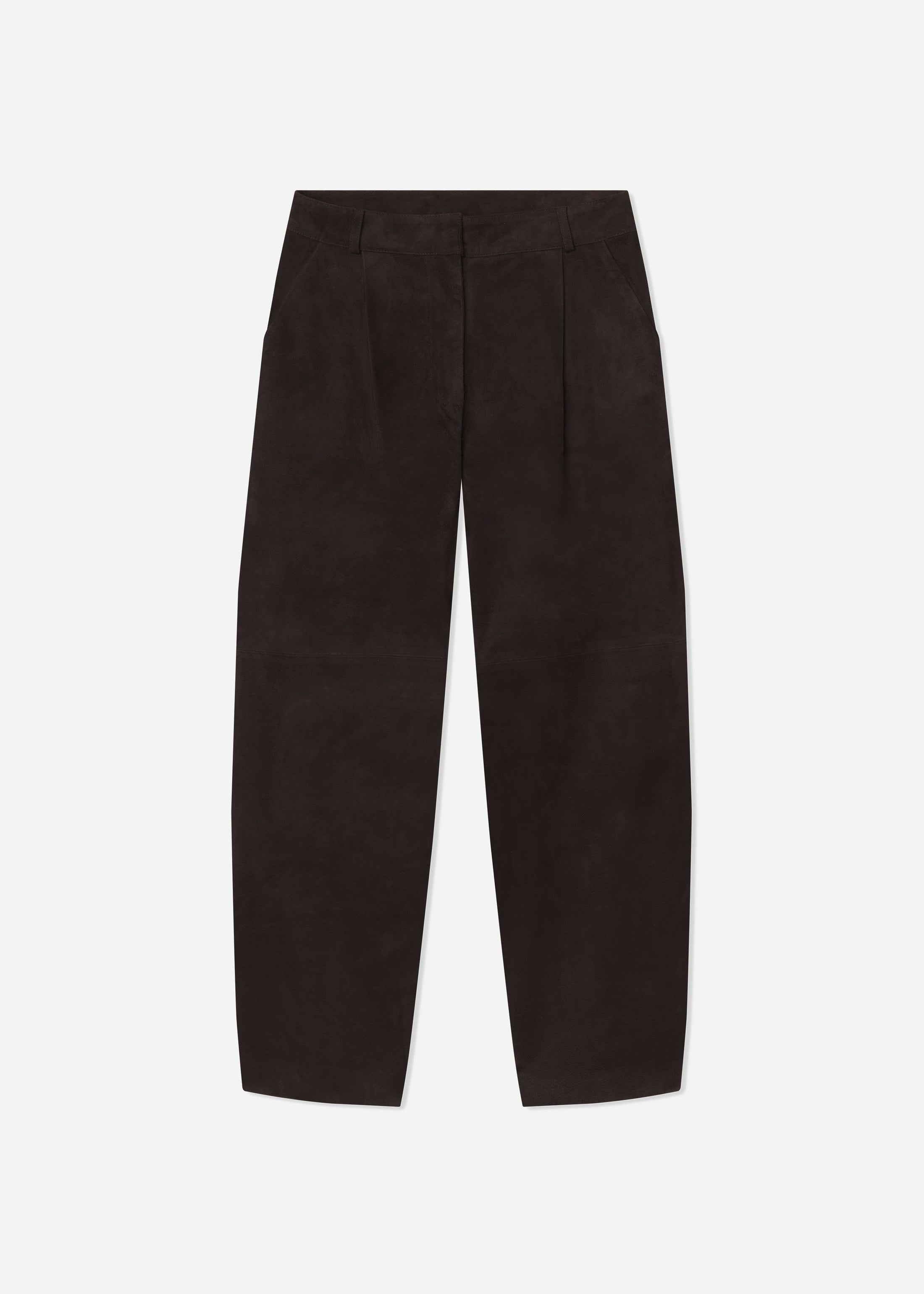 Curved Trouser in Suede - Chocolate