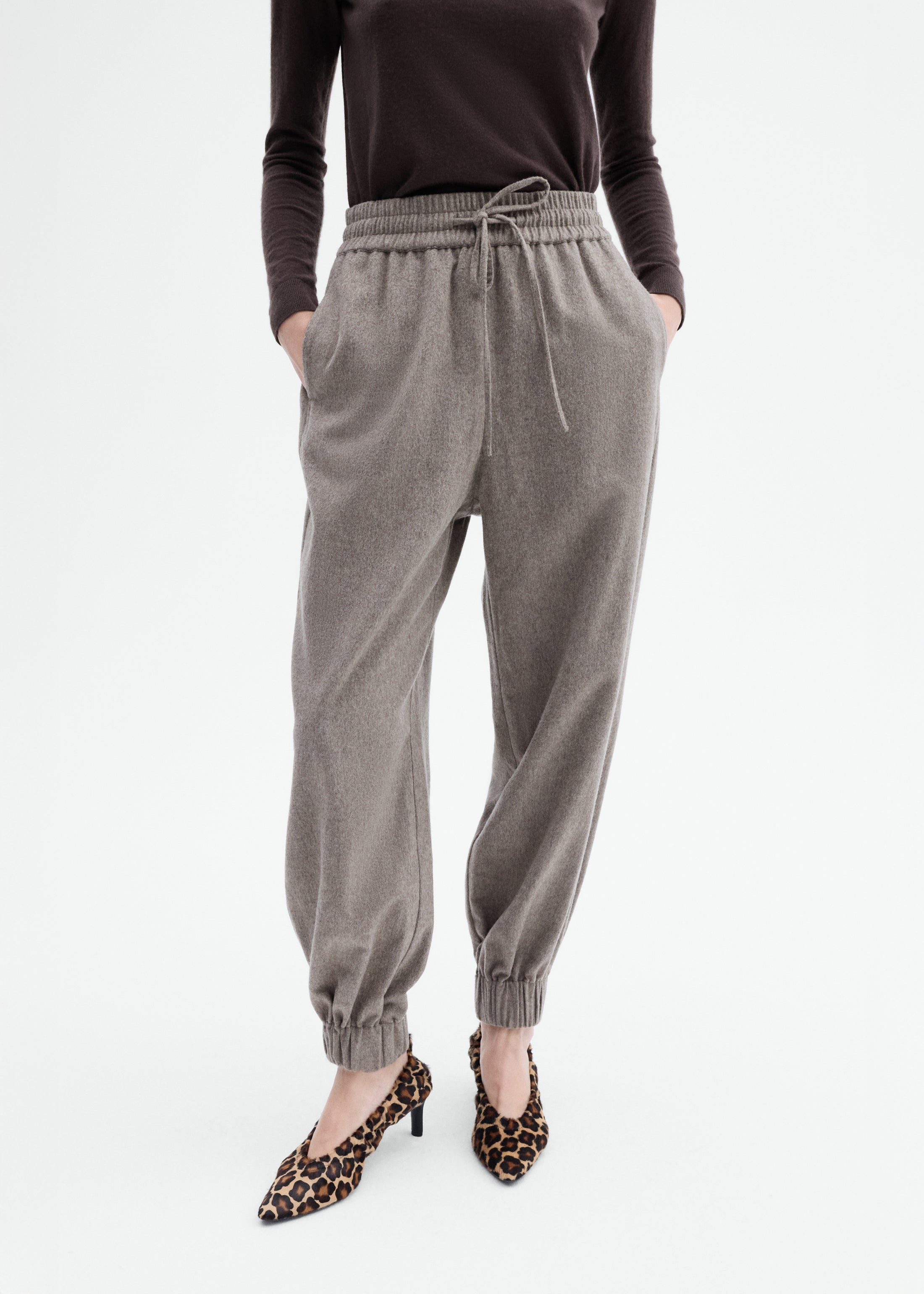 Flannel Jogger in Wool Cashmere - Oatmeal