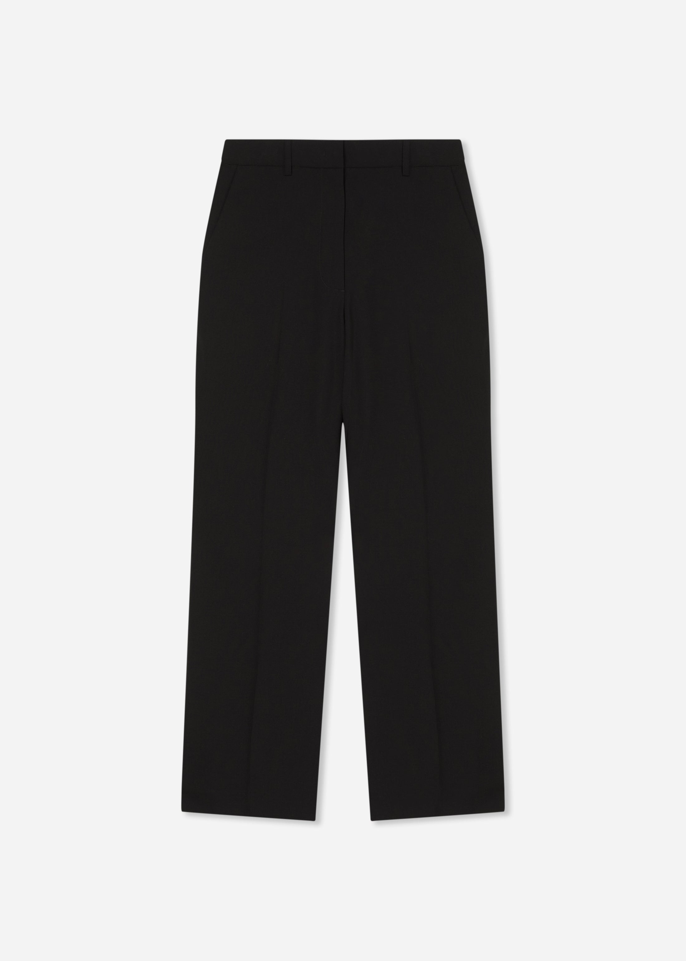 Cropped Flared Pant in Wool - Black