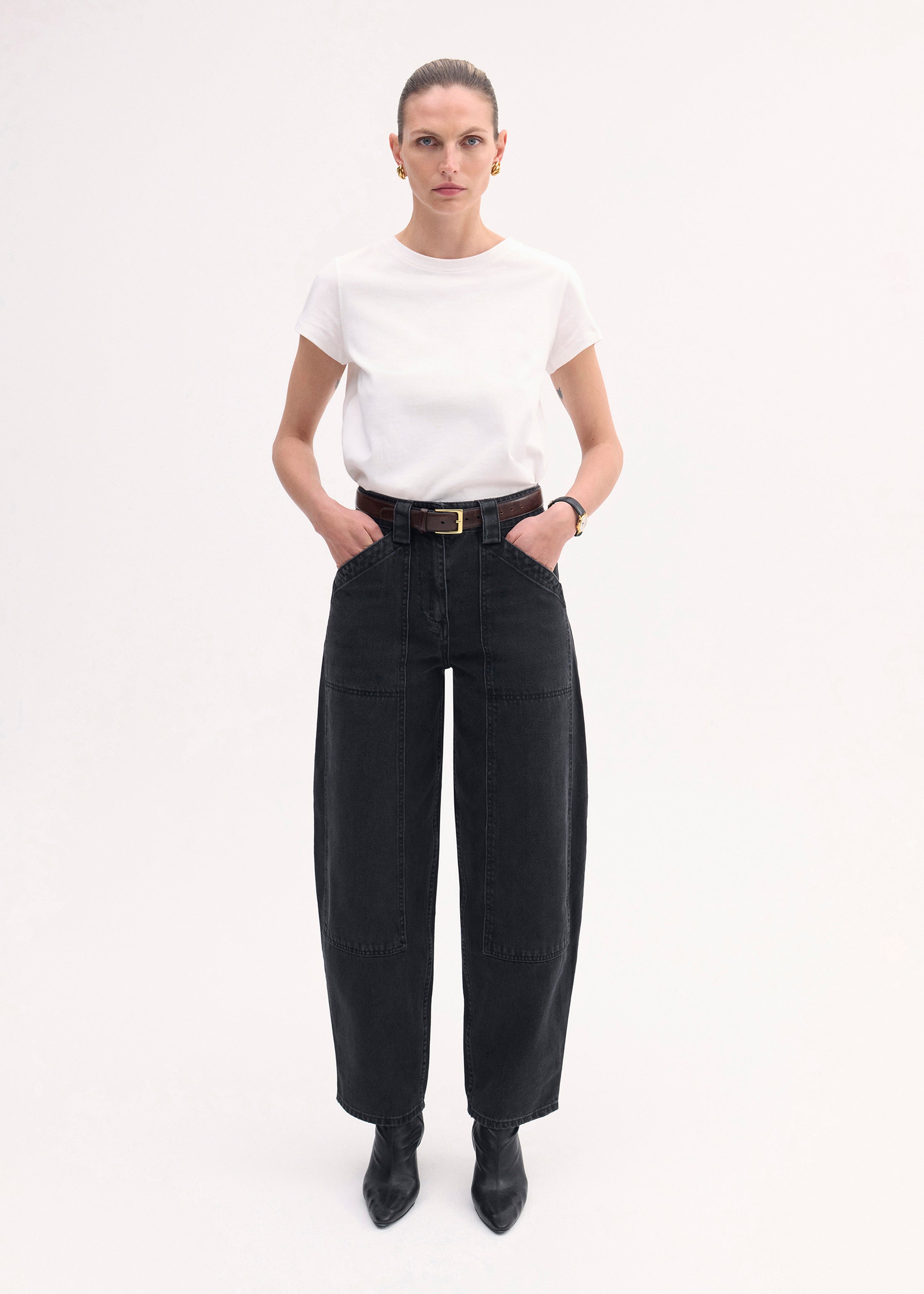 Denim Patch Pocket Pant - Black