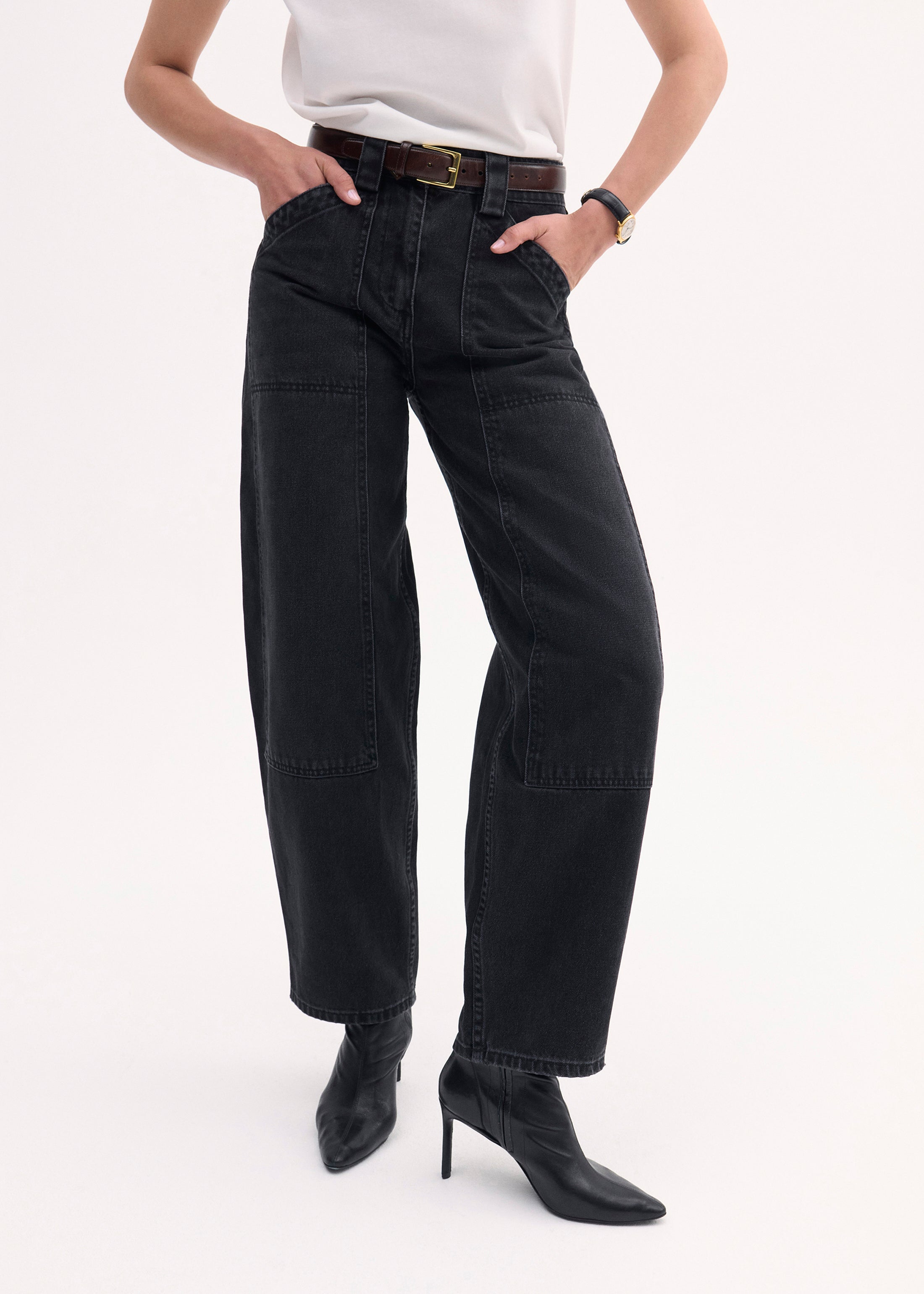 Denim Patch Pocket Pant - Black