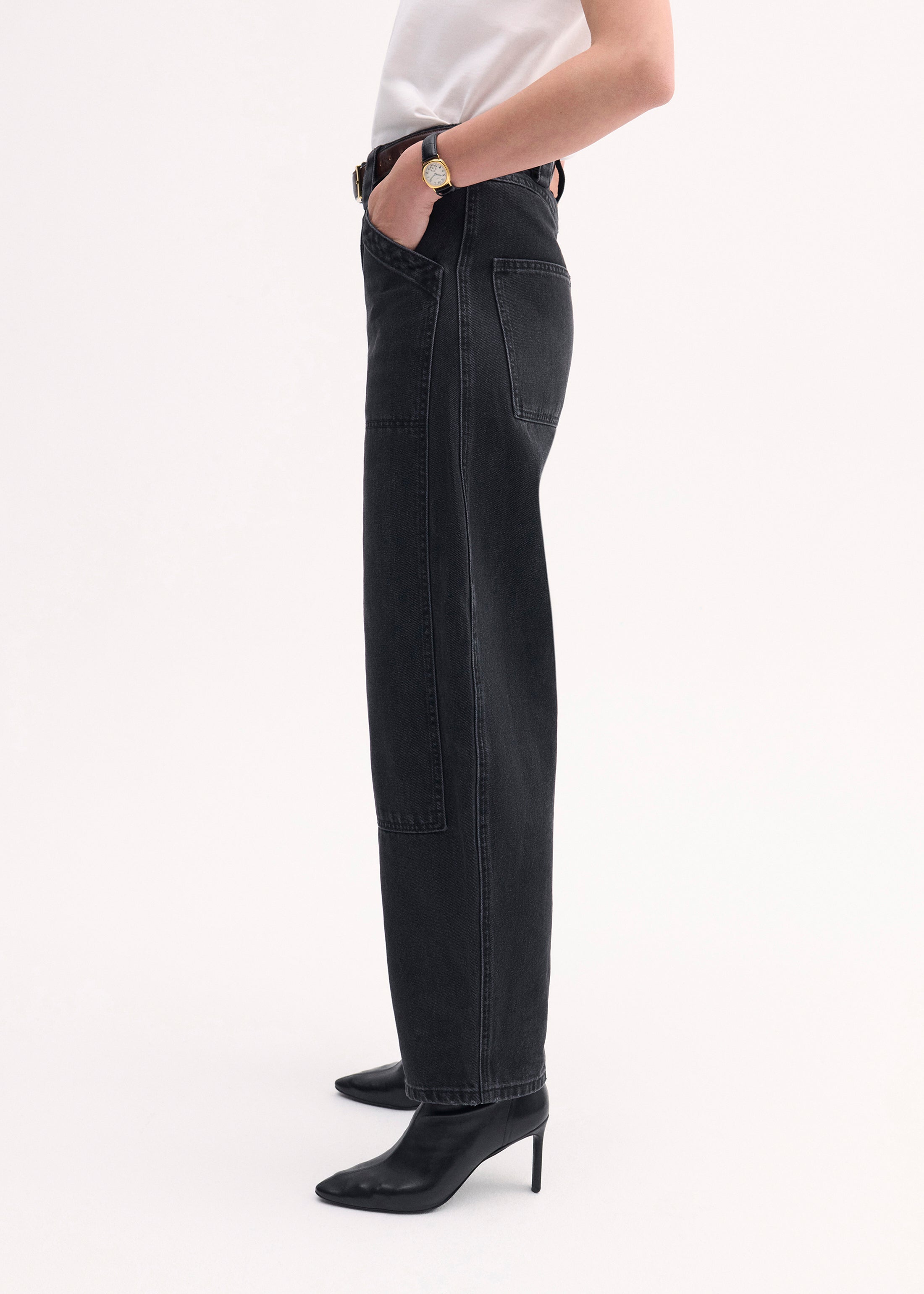 Denim Patch Pocket Pant - Black