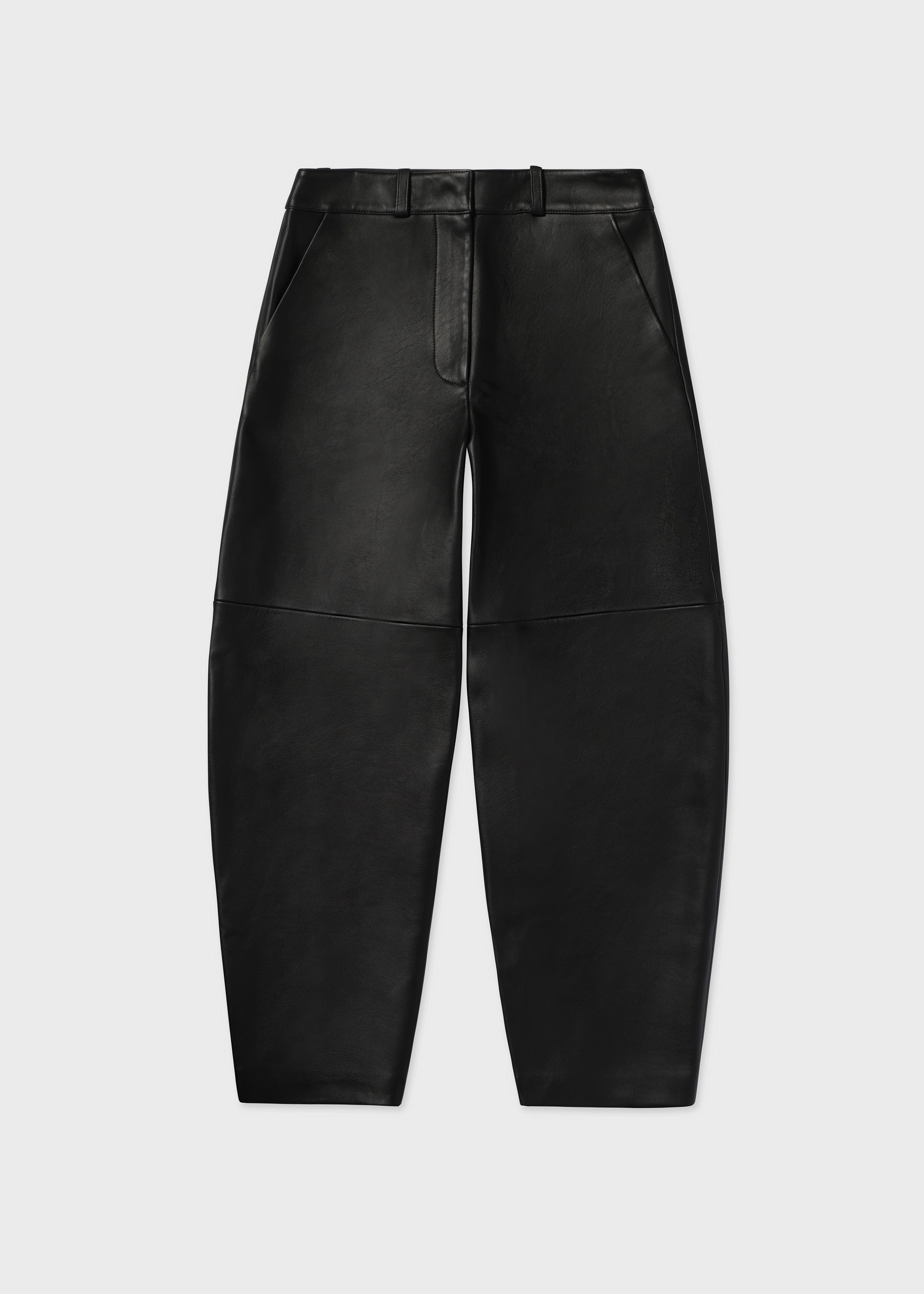 Cropped Leather Trouser - Black