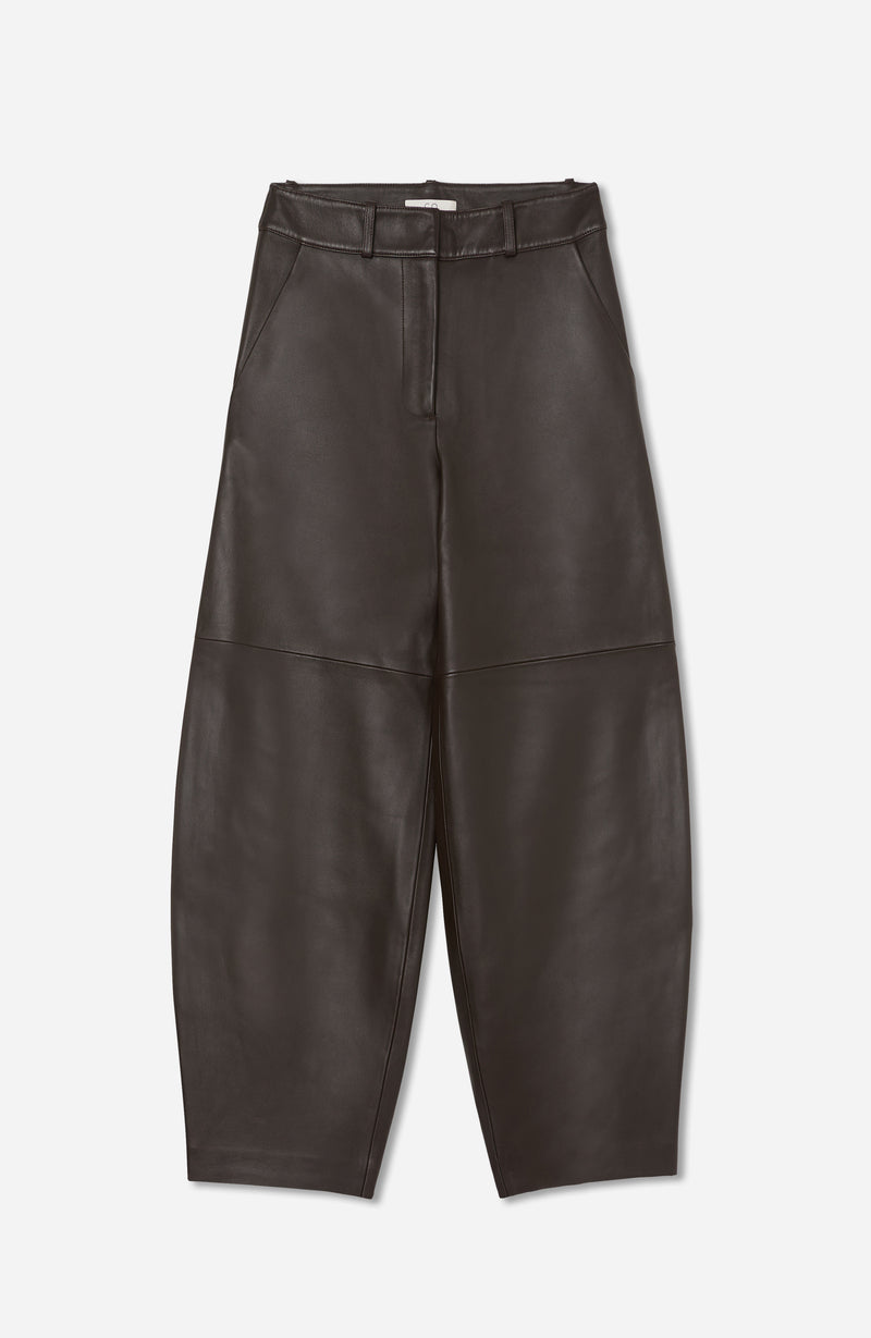 Cropped Leather Trouser - Chocolate - CO