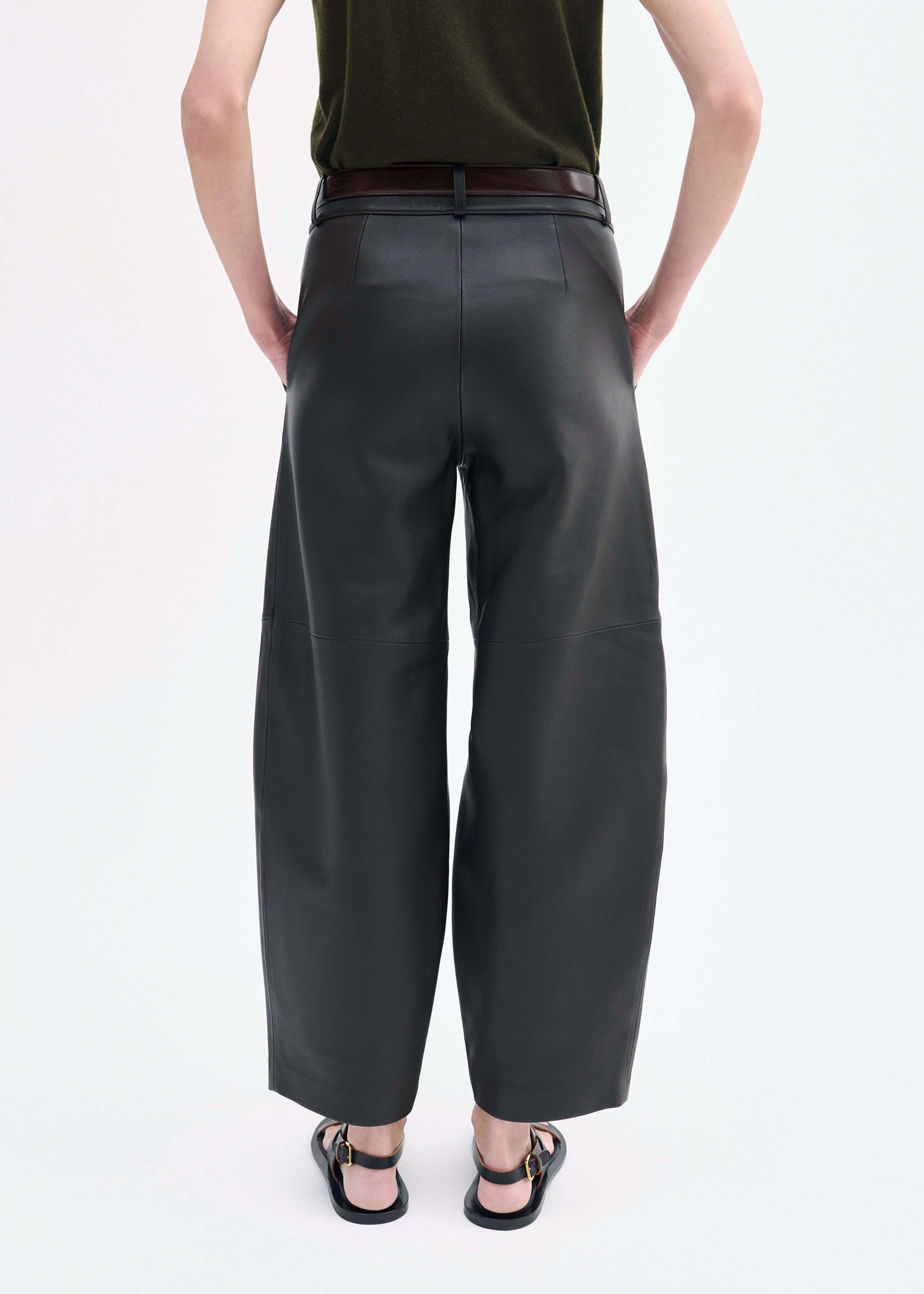 Cropped Leather Trouser - Chocolate