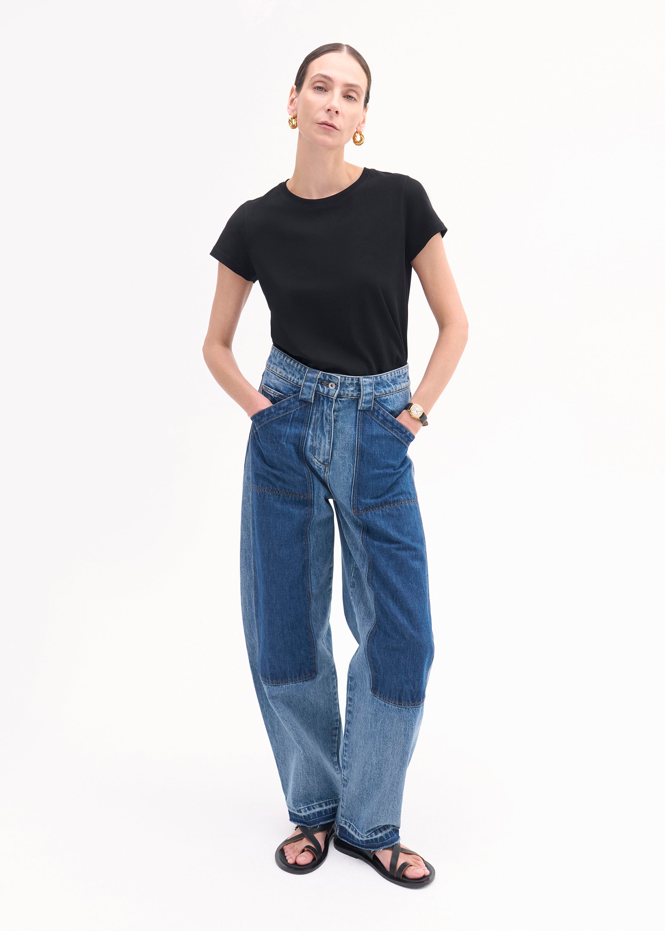 Fitted Tee in Cotton Jersey - Black