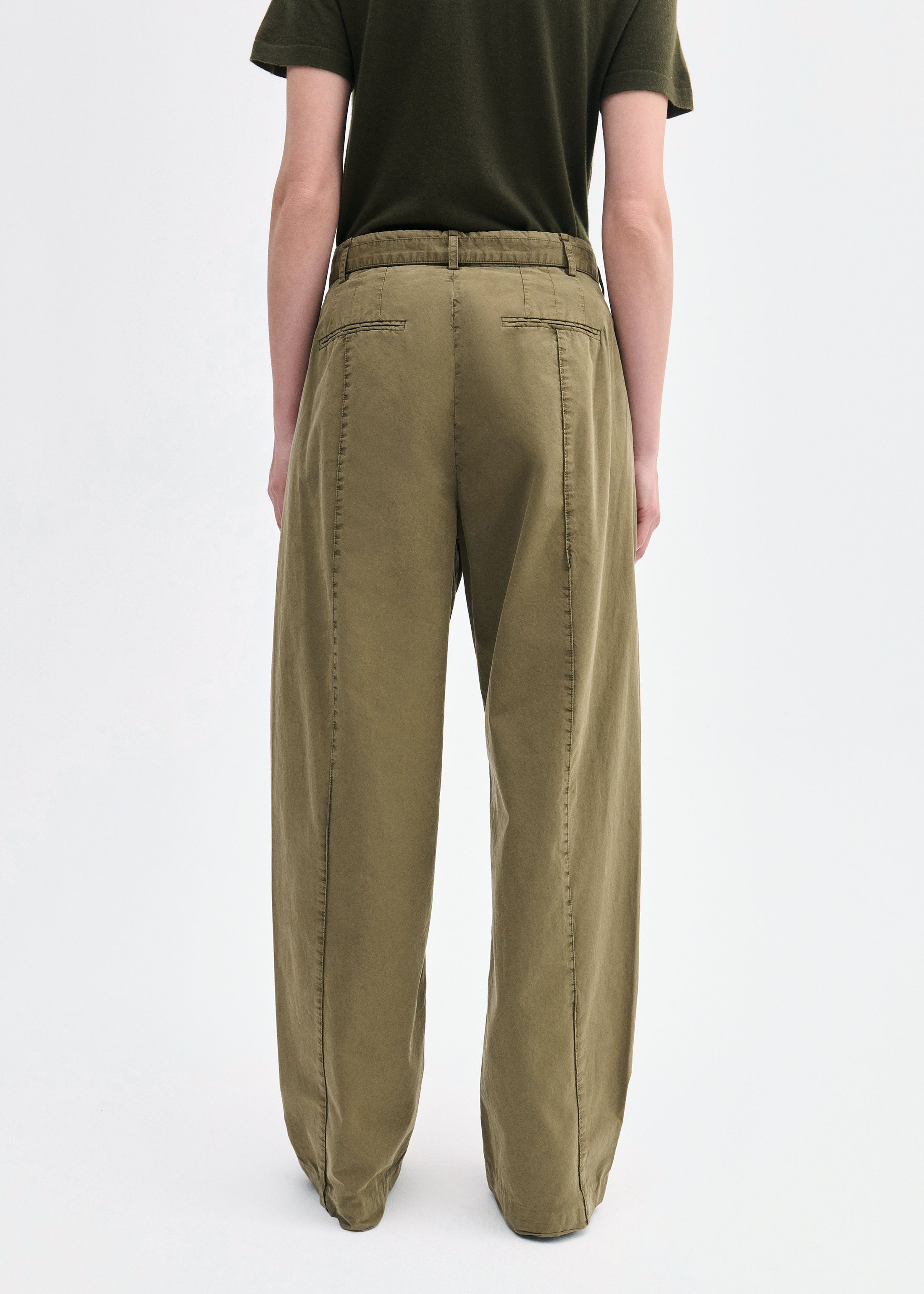 Drop Waist Pant in Cotton Twill - Olive