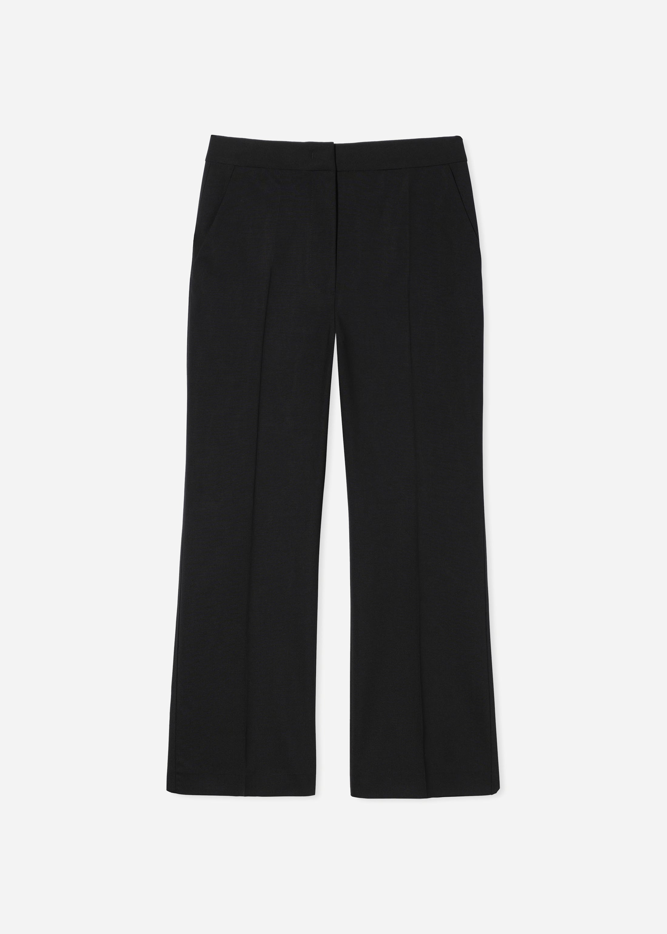 Cropped Cigarette Trouser in Virgin Wool - Black
