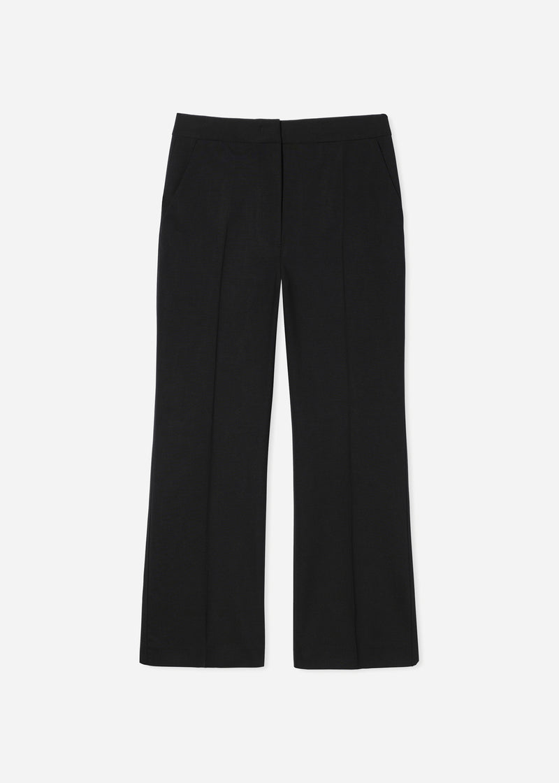 Cropped Cigarette Trouser in Virgin Wool - Black - CO