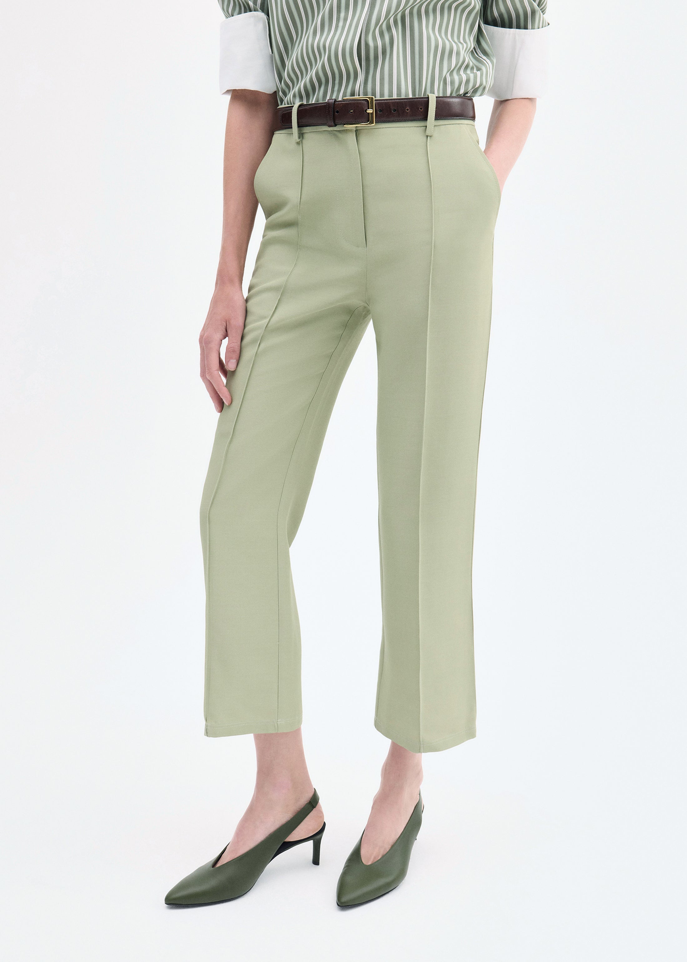 Cropped Flared Pant - Tea