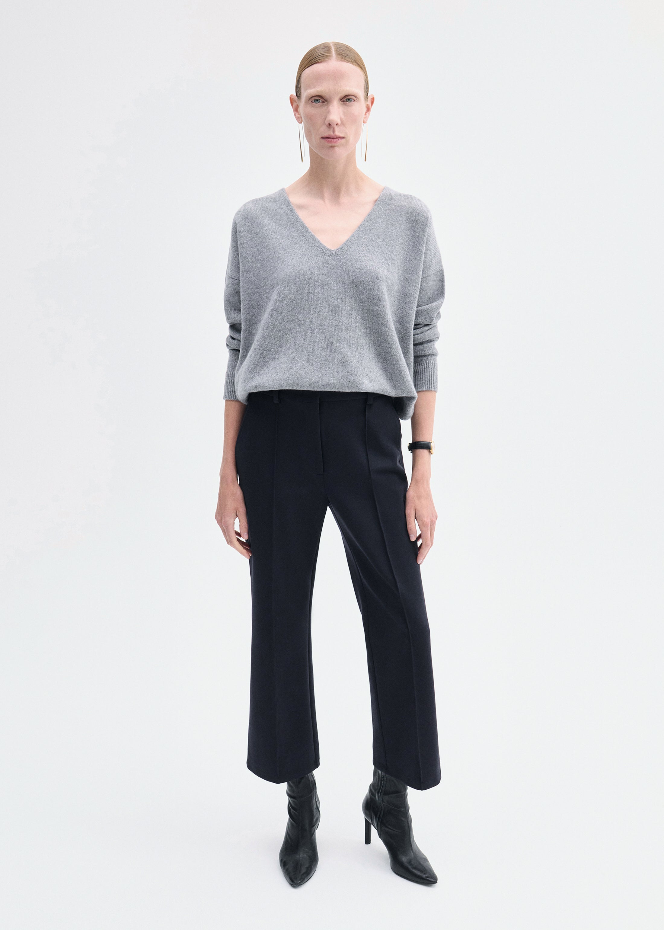 Cropped Flared Pant in Scuba - Black