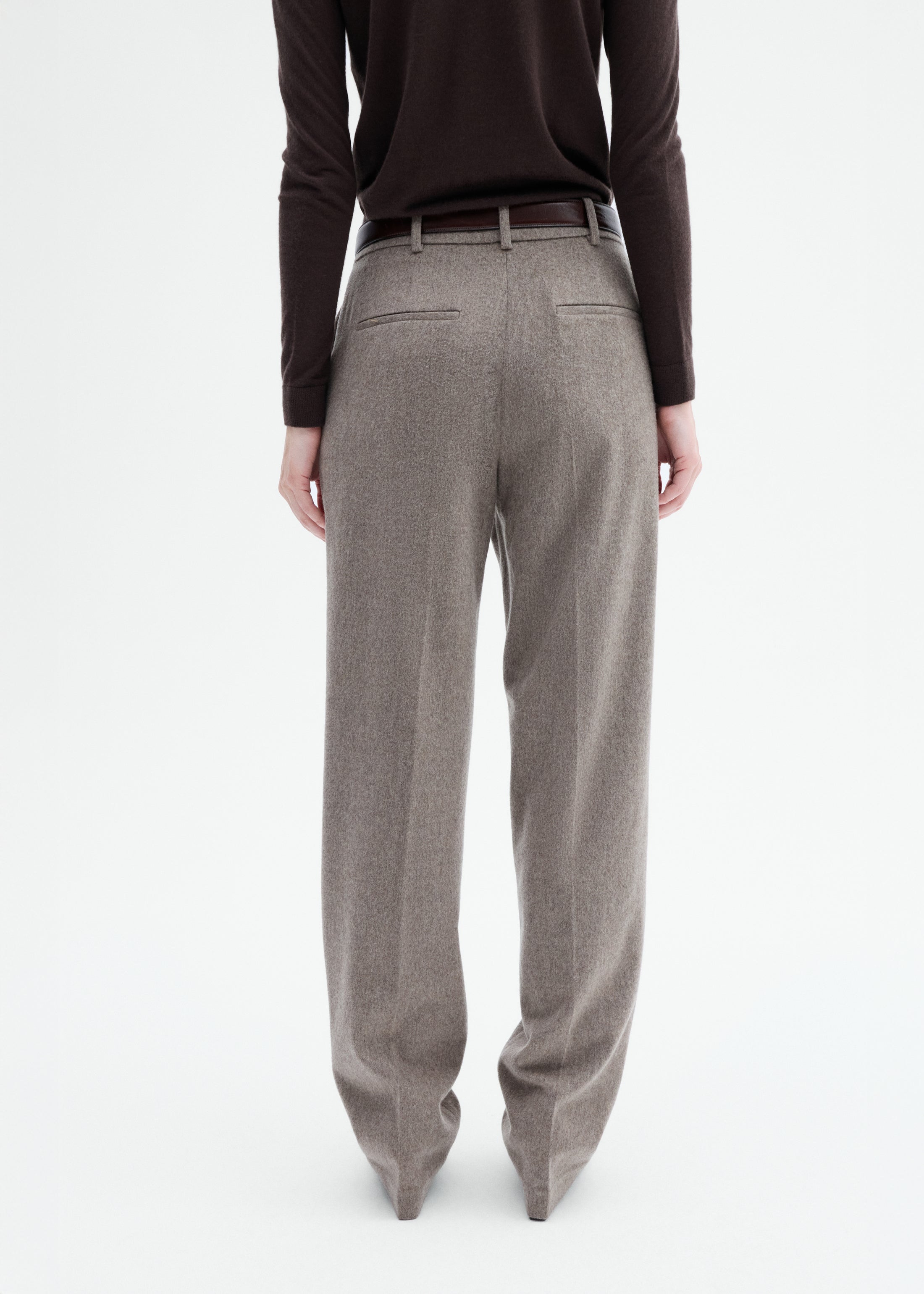 Tailored Straight Pant in Wool Cashmere - Oatmeal