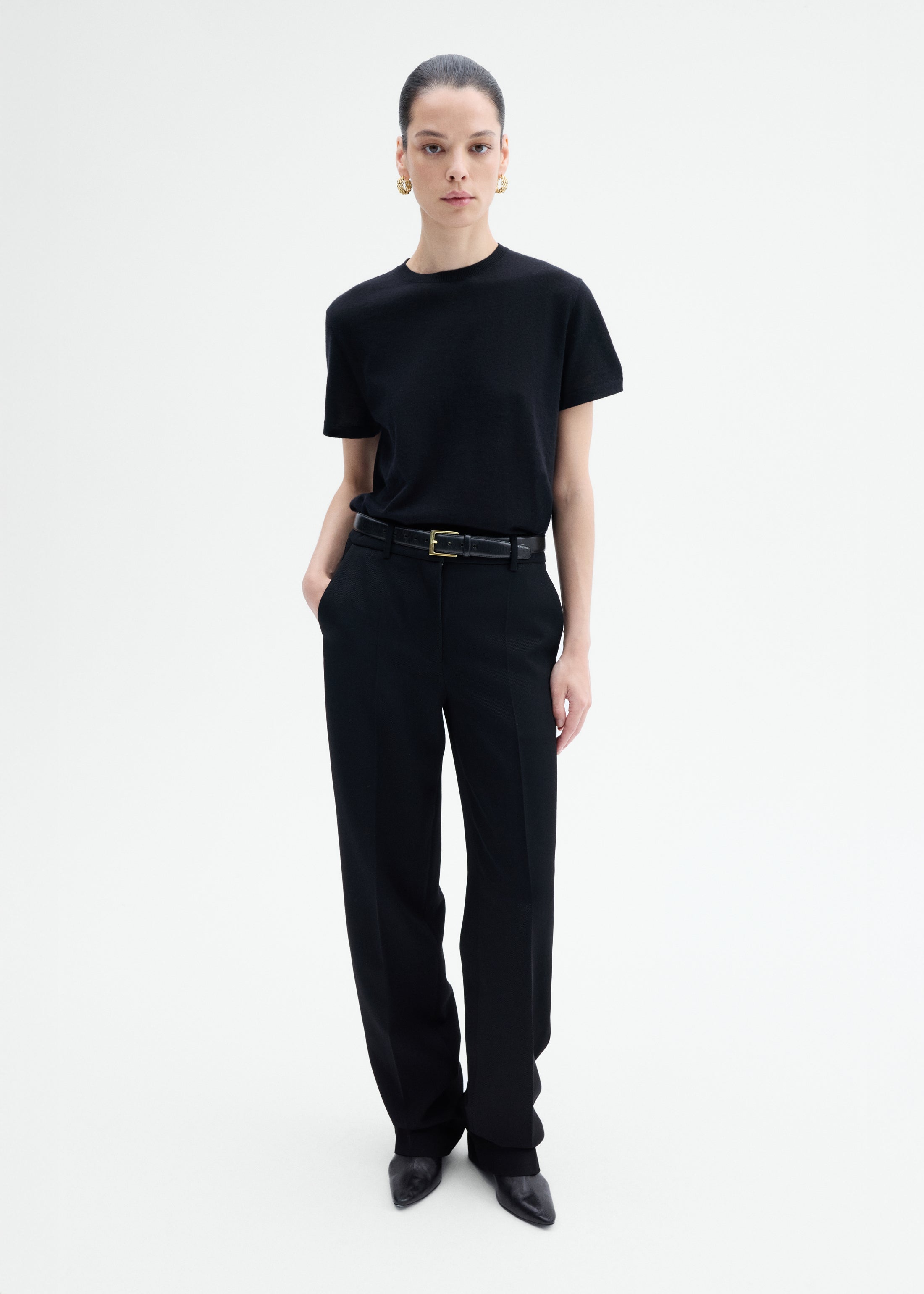 Tailored Straight Pant in Virgin Wool - Black