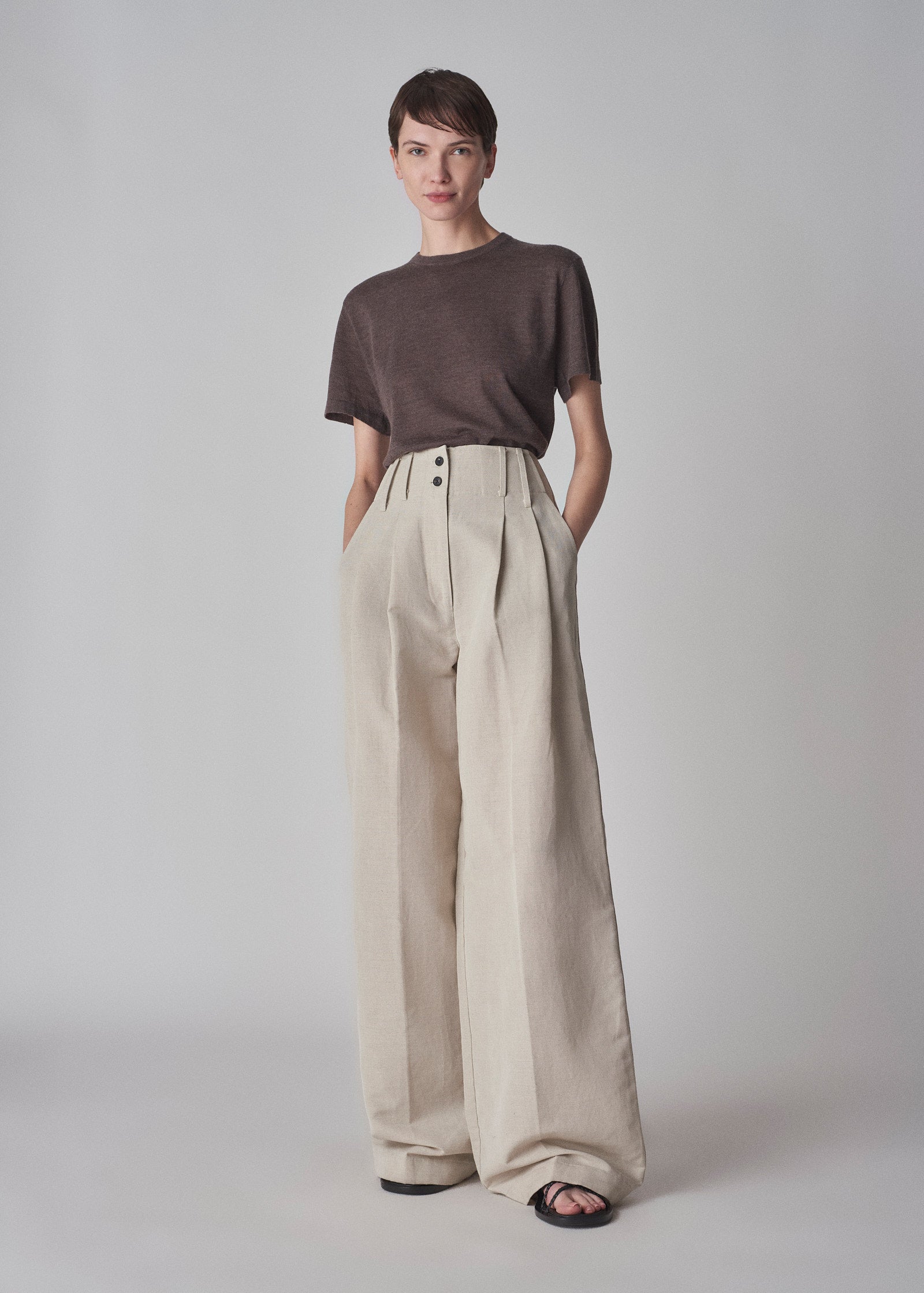 T-Shirt in Fine Cashmere -Brown