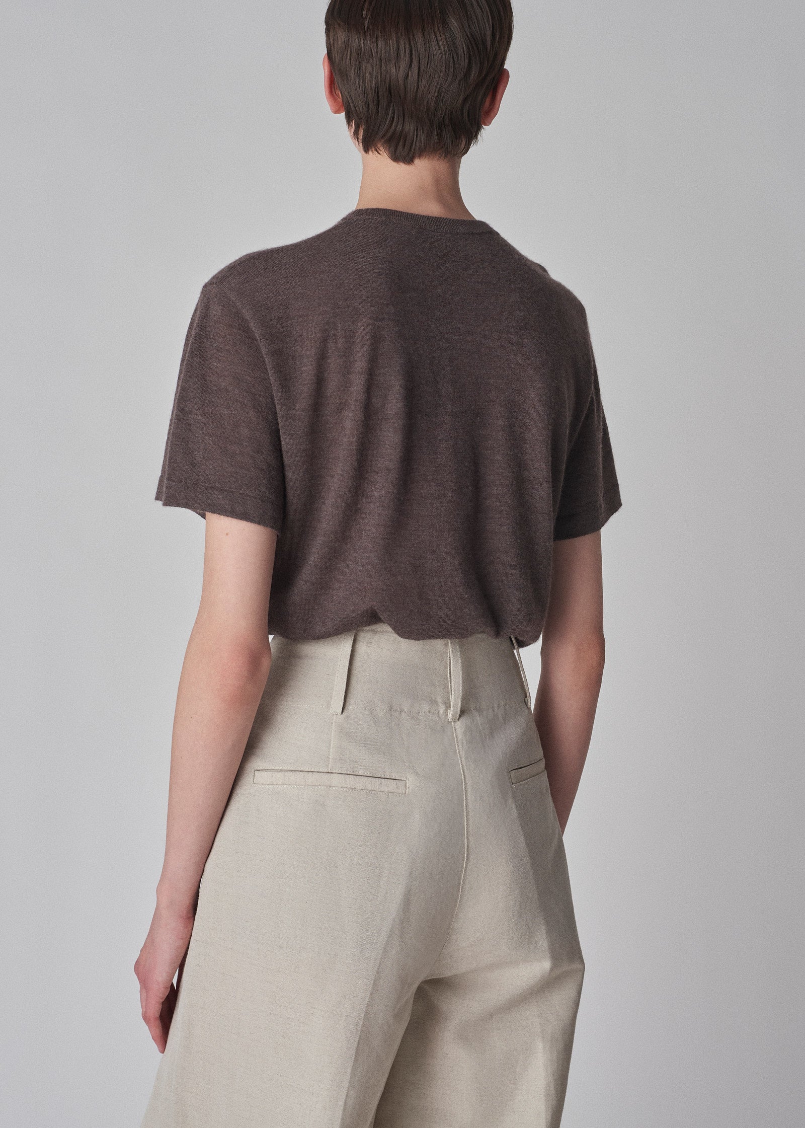 T-Shirt in Fine Cashmere -Brown