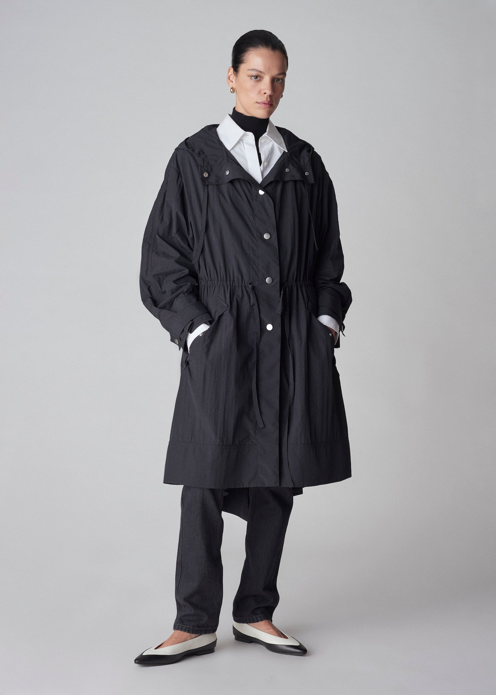Hooded Parka in Nylon - Black - CO Collections