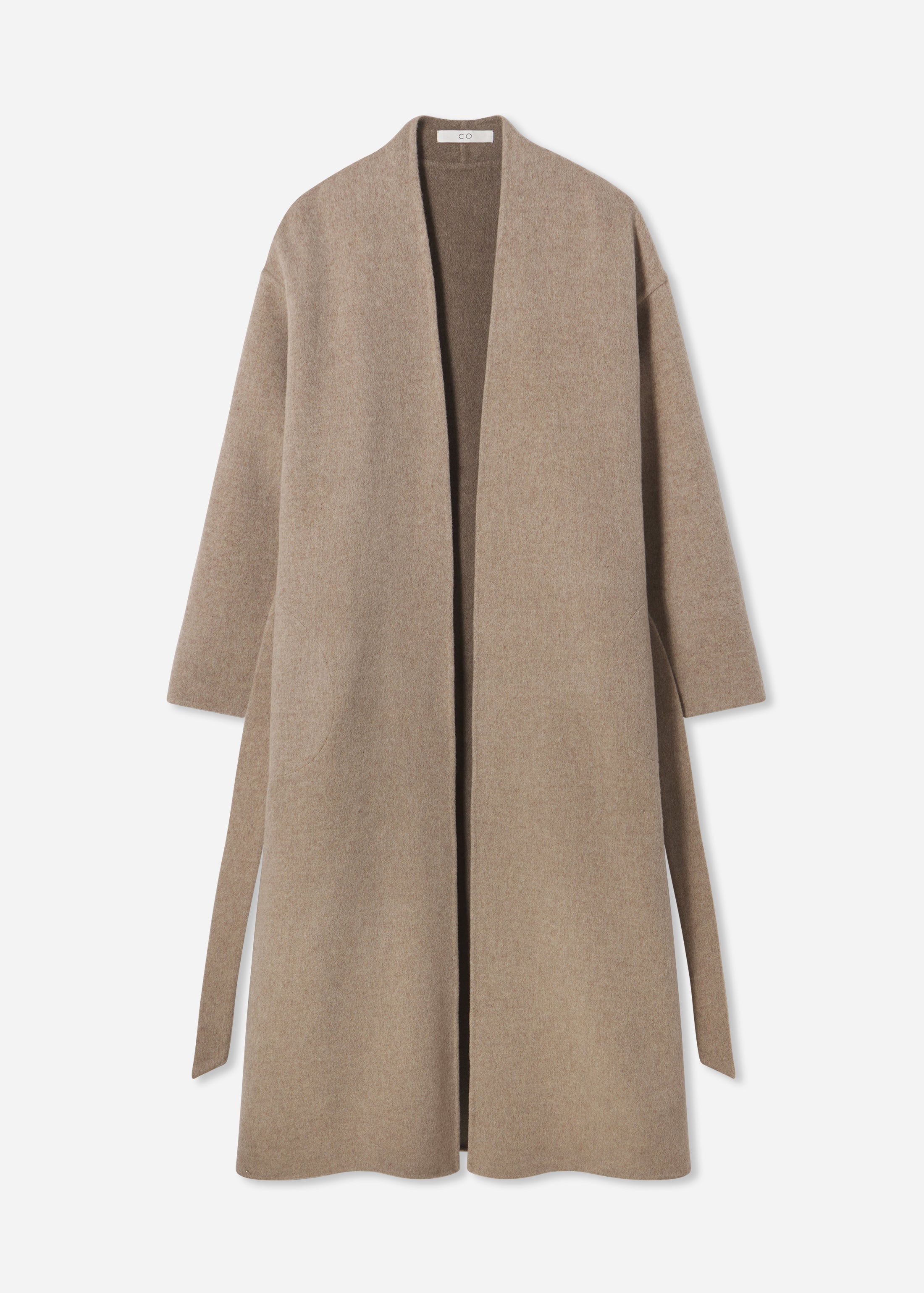 Wrap Coat in Double Faced Wool Cashmere - Taupe