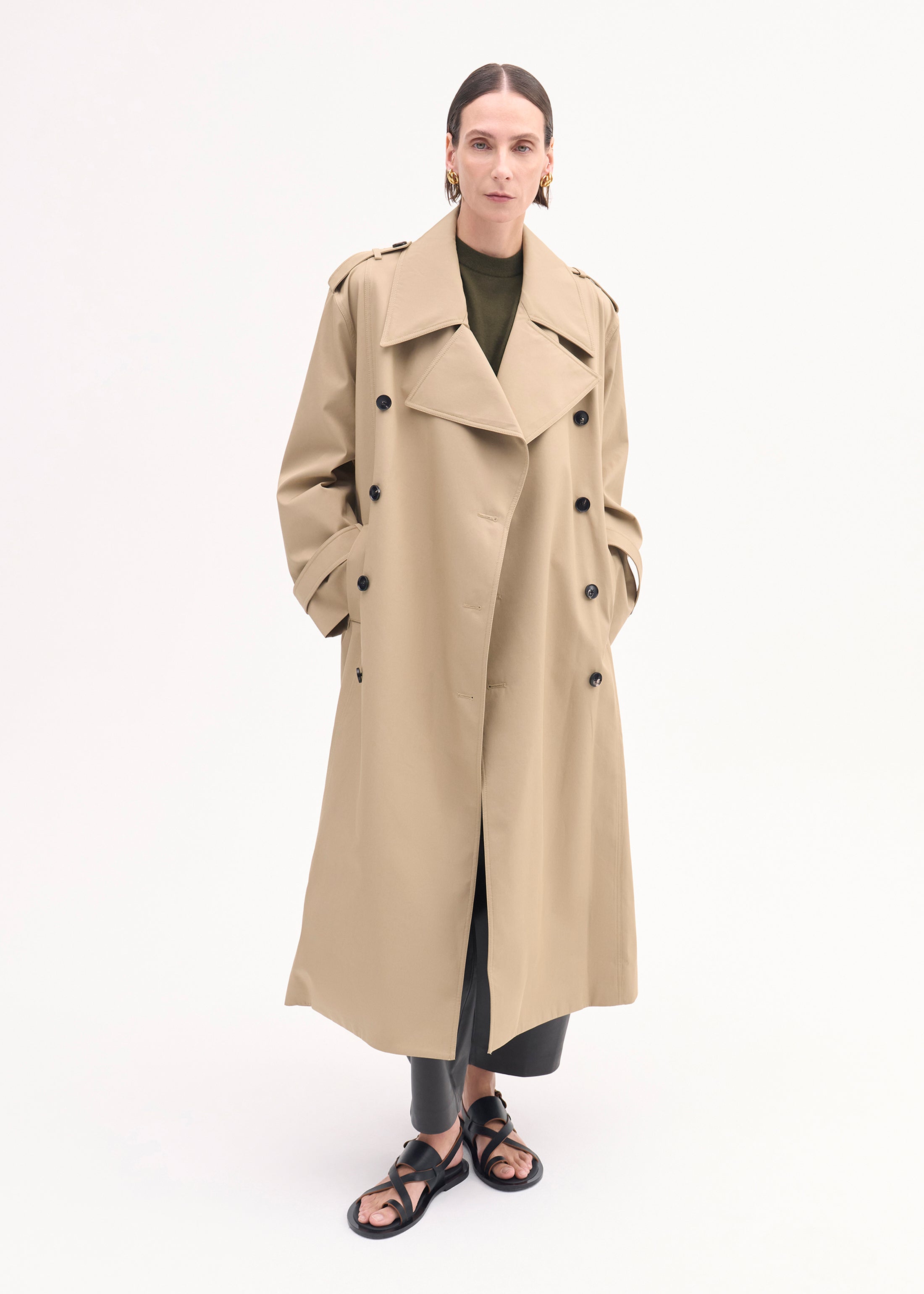 Oversized Trench in Cotton Twill - Camel