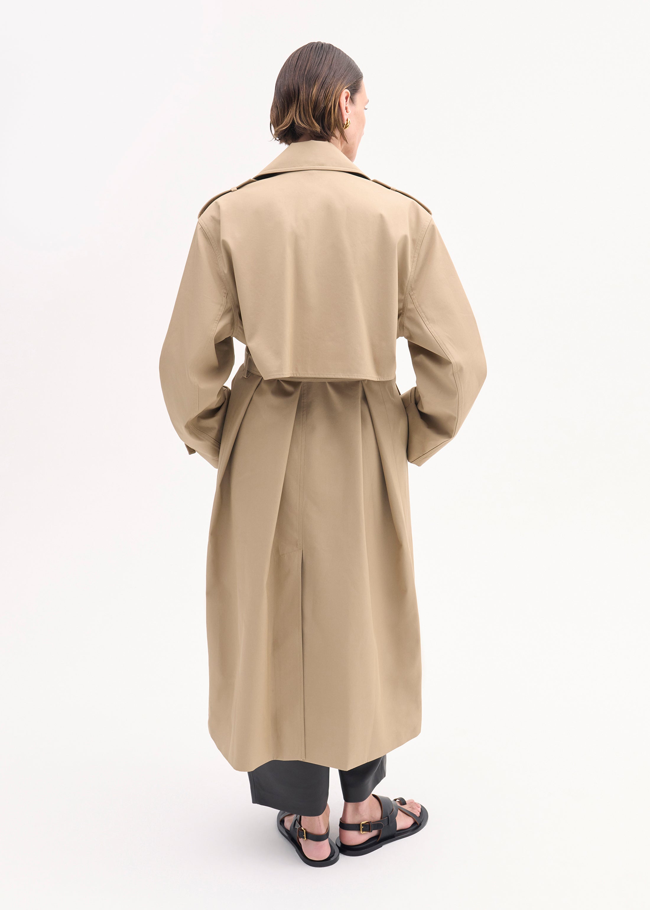 Oversized Trench in Cotton Twill - Camel