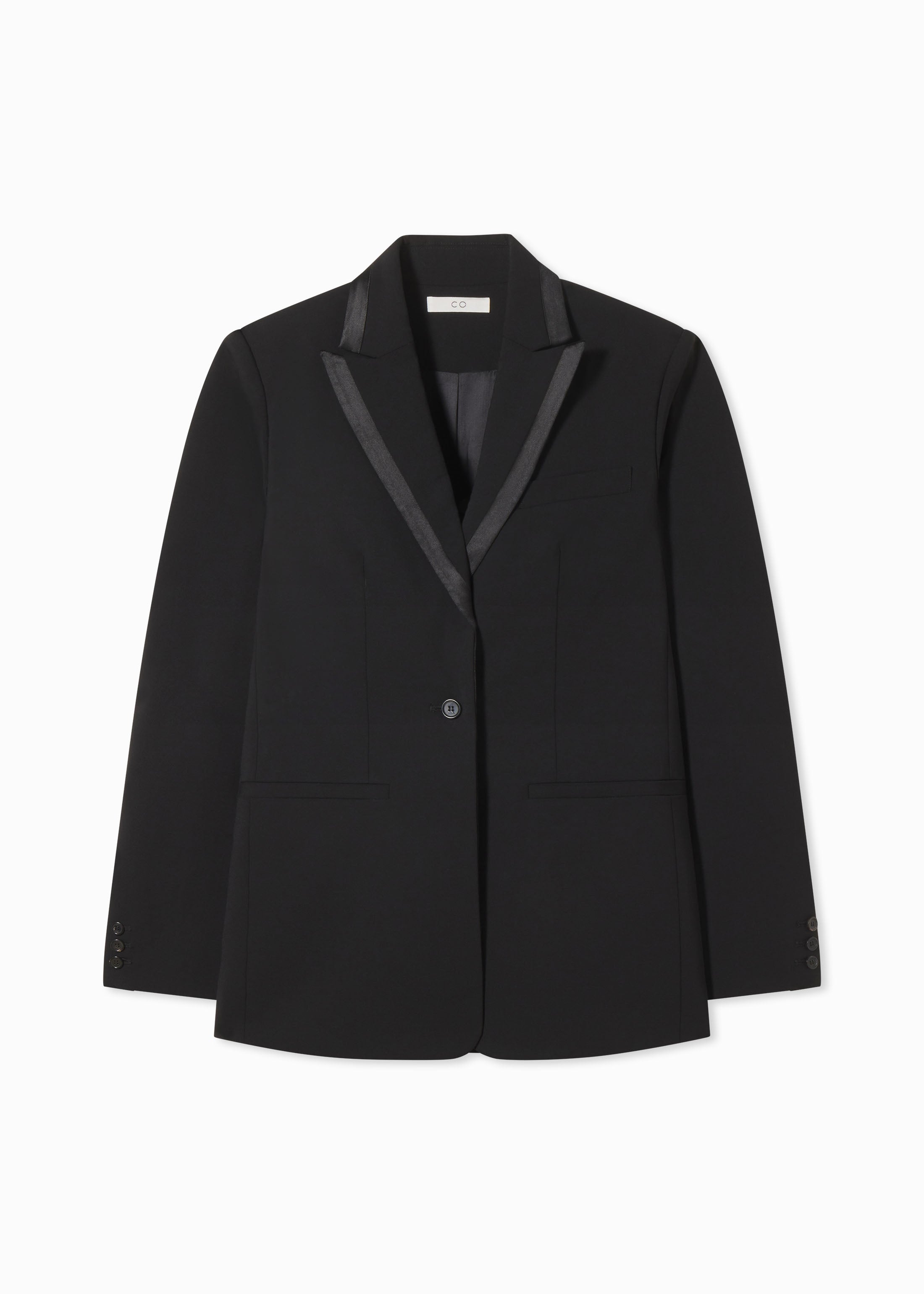 Tuxedo Jacket in Wool and Silk - Black