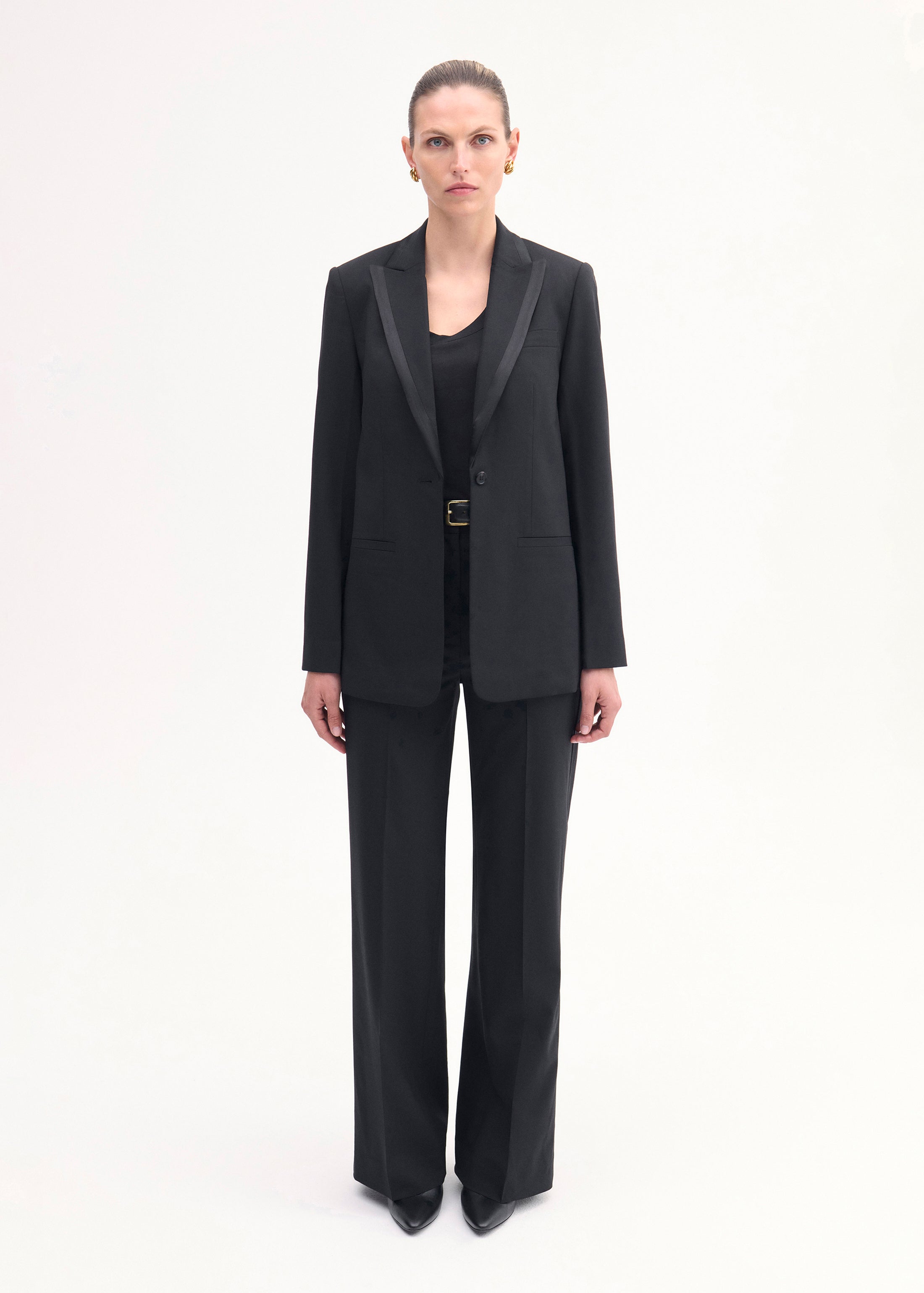 Tuxedo Jacket in Wool and Silk - Black