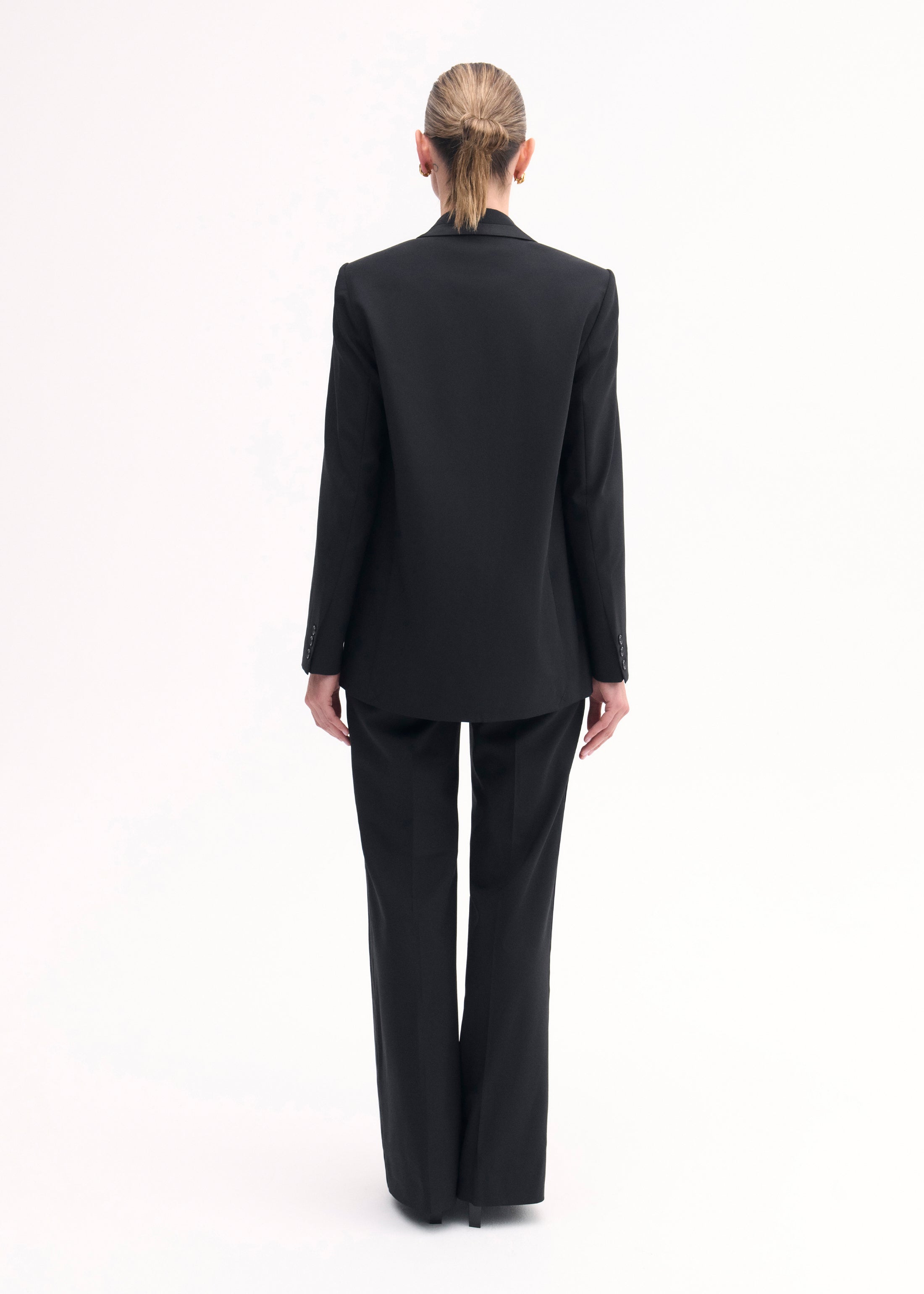 Tuxedo Jacket in Wool and Silk - Black