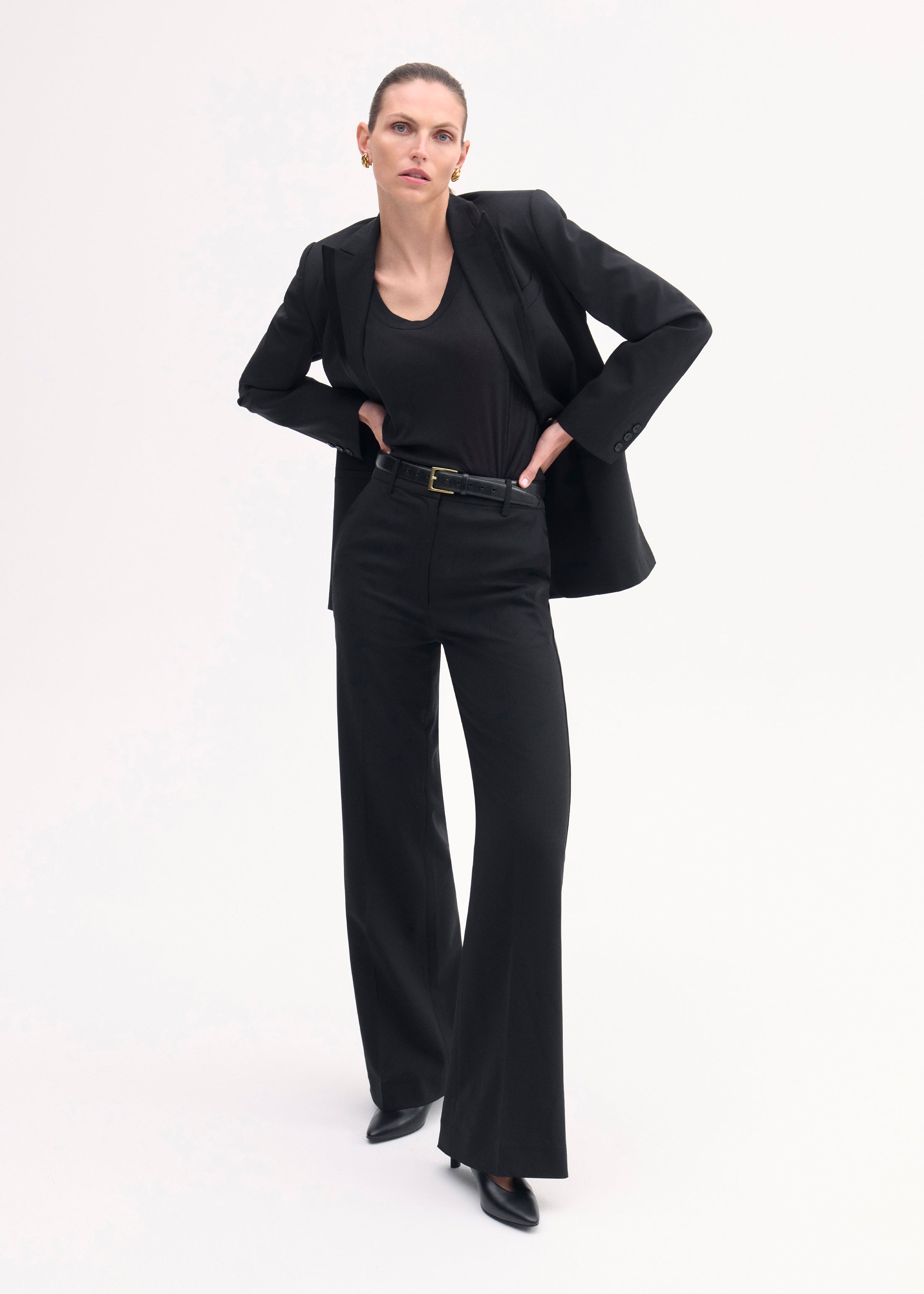 Tuxedo Pant in Wool and SIlk - Black