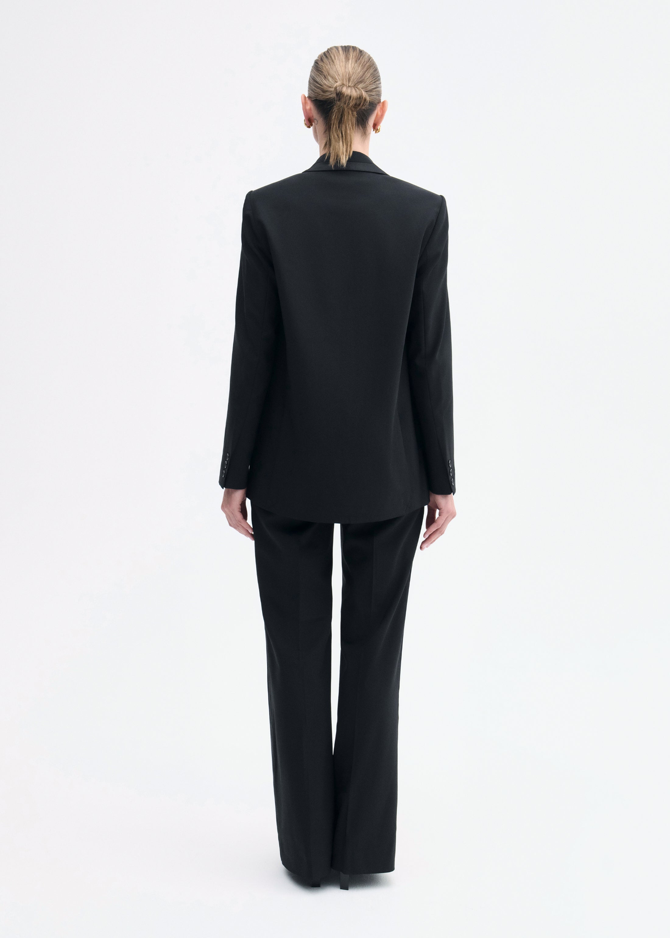 Tuxedo Jacket in Wool and Silk - Black