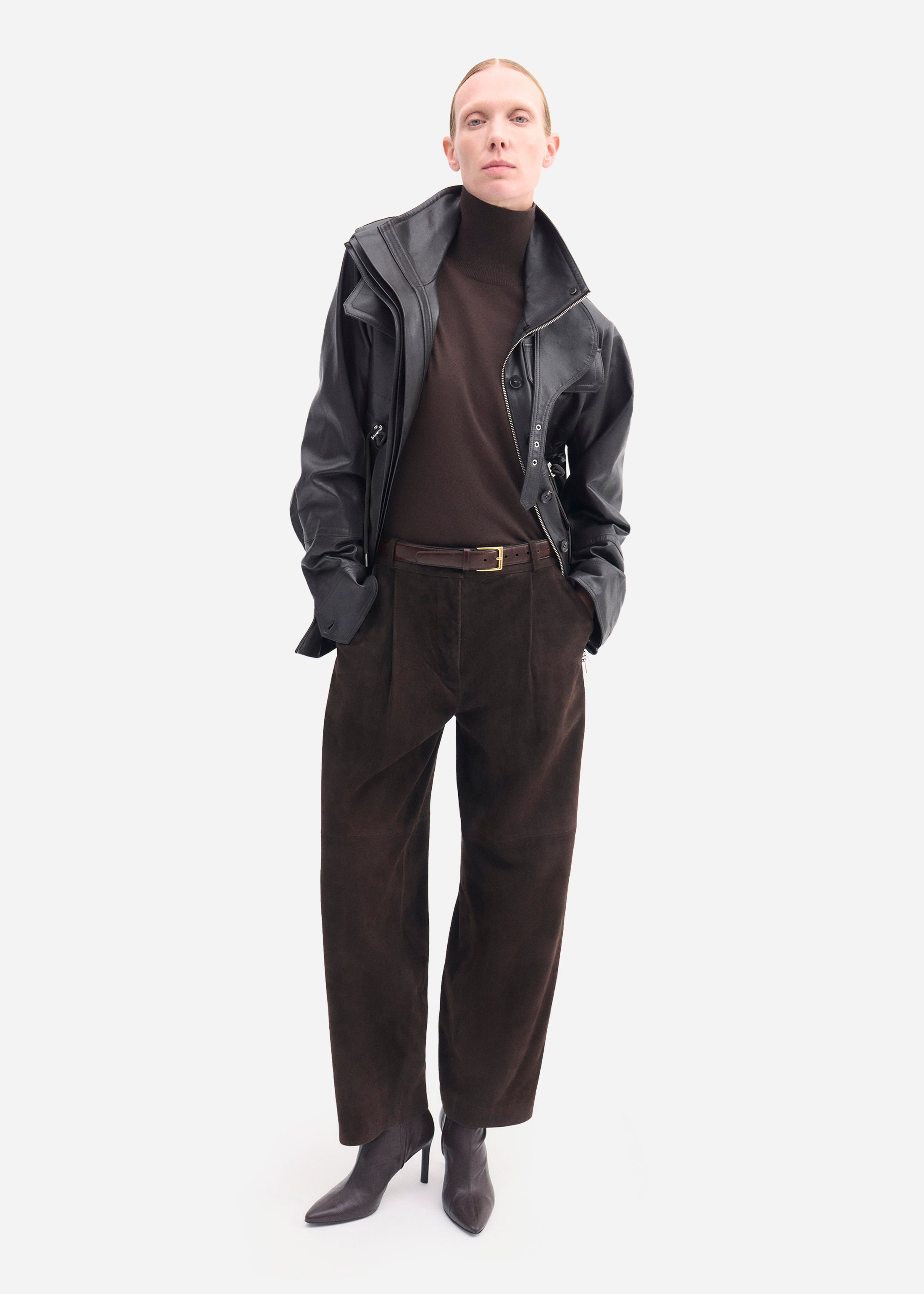 Military Jacket in Leather - Chocolate