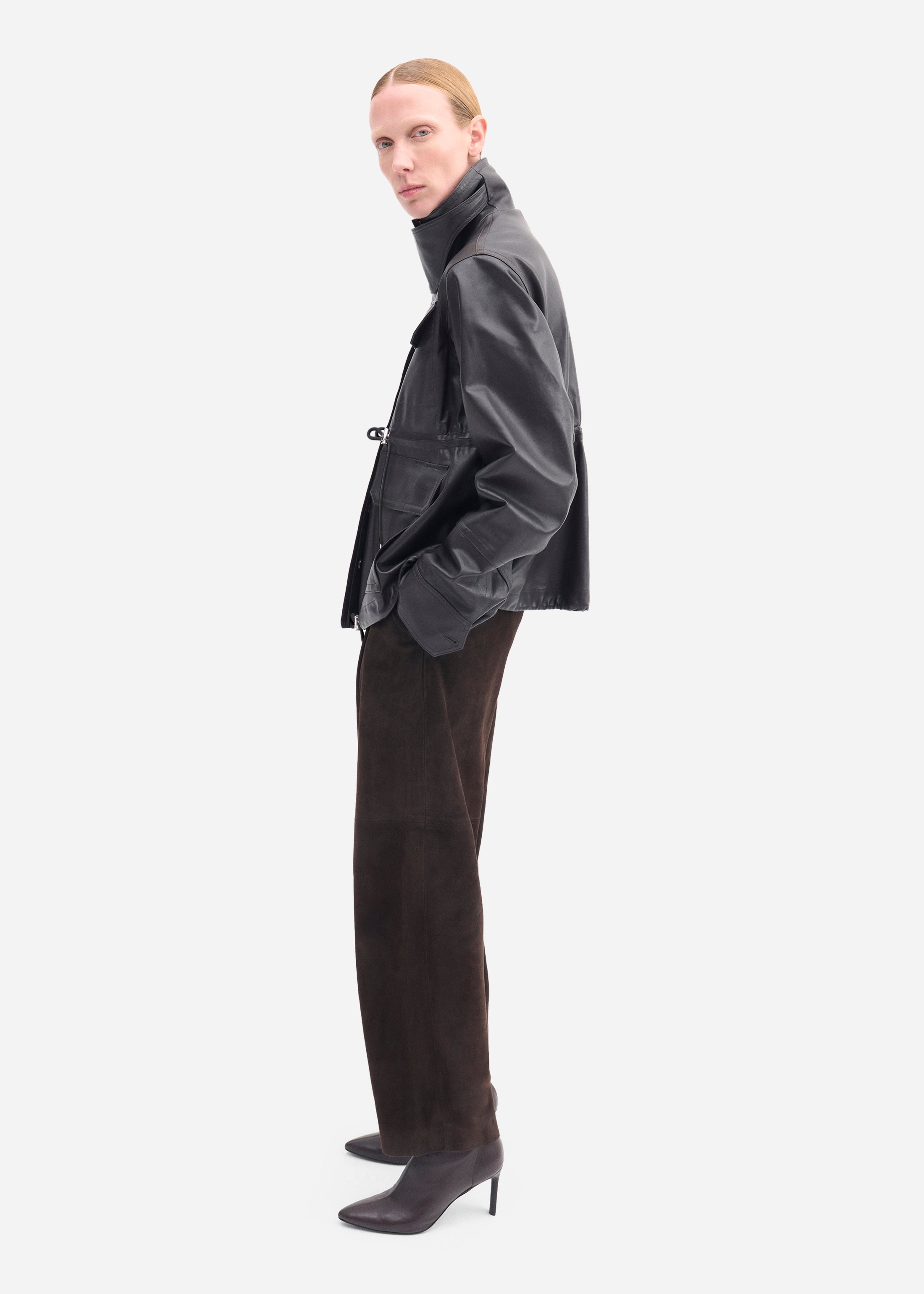 Military Jacket in Leather - Chocolate