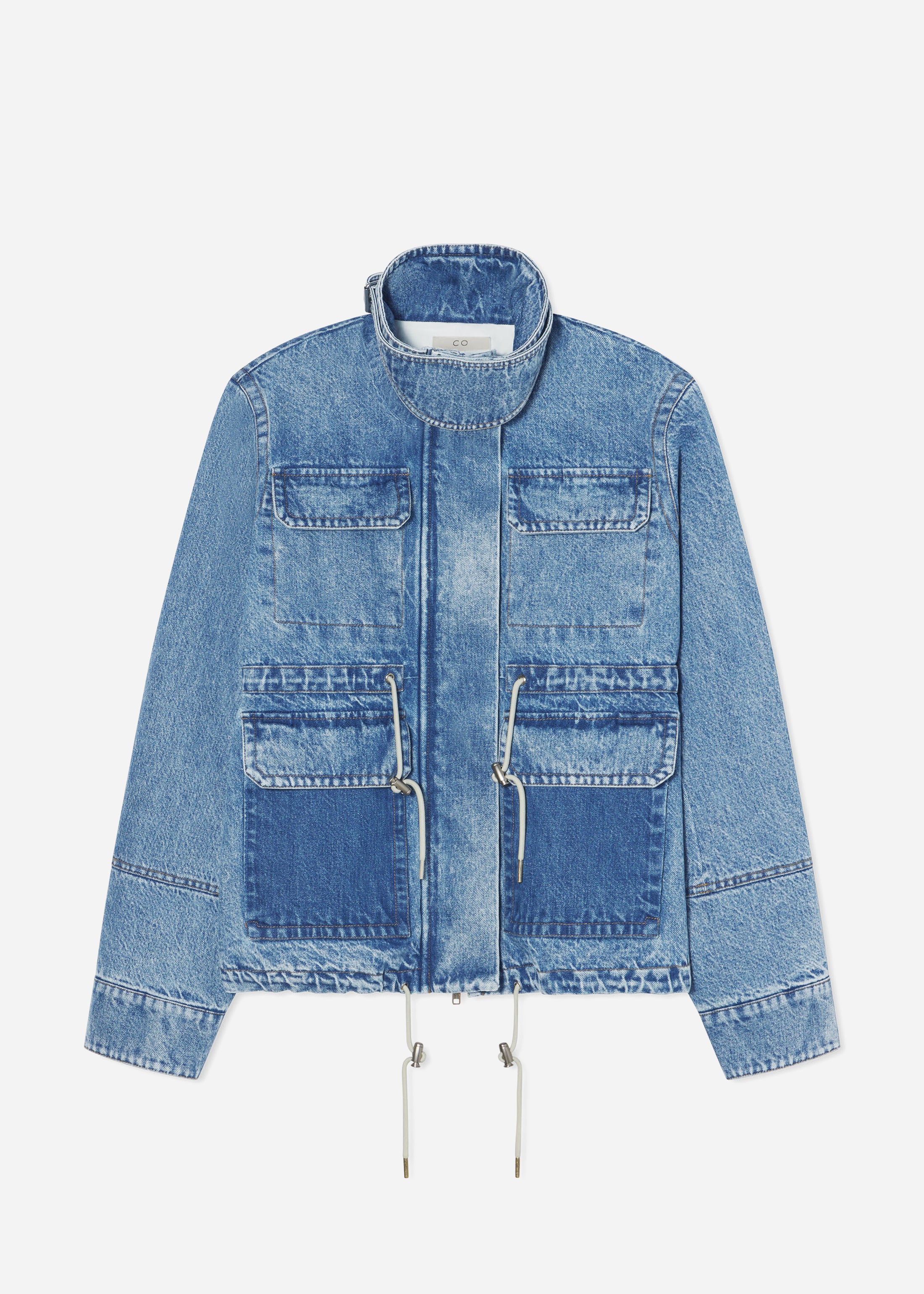 Military Jacket in Patchwork Denim - Indigo