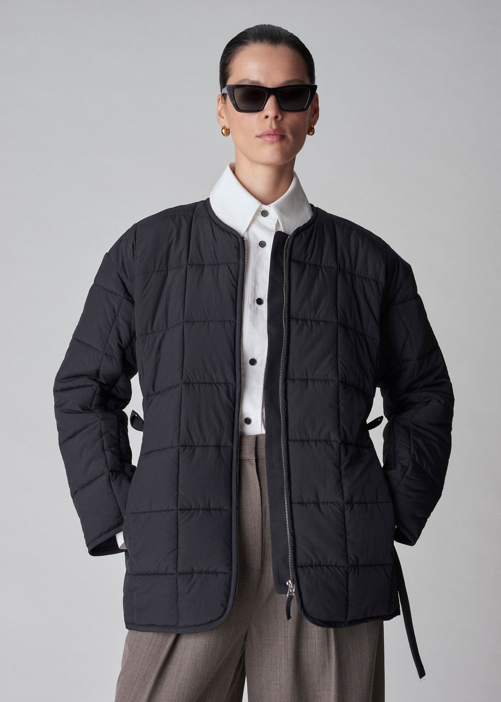 Quilted Puffer Jacket - Black - CO Collections