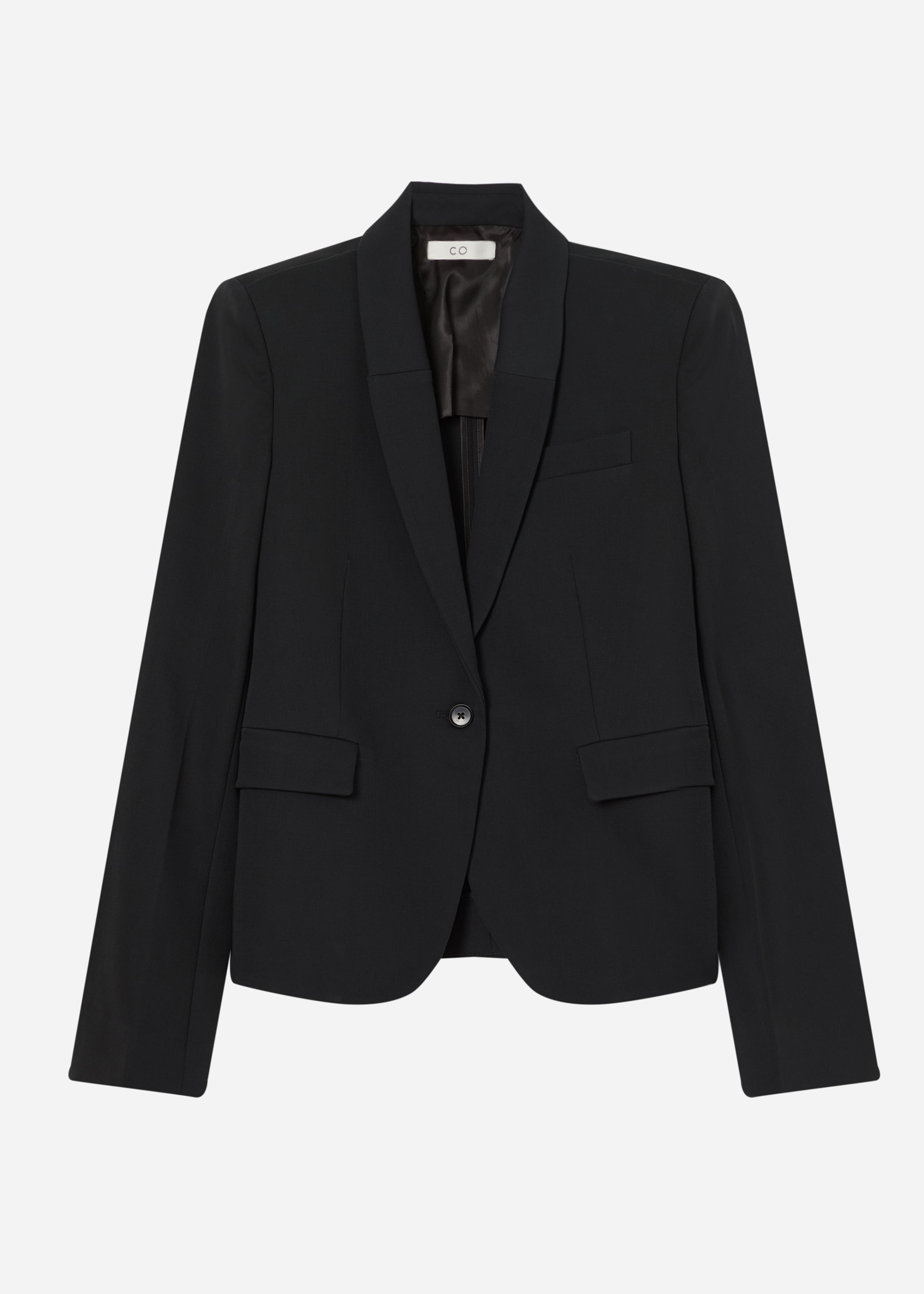Single Button Down Blazer in Cotton - Black