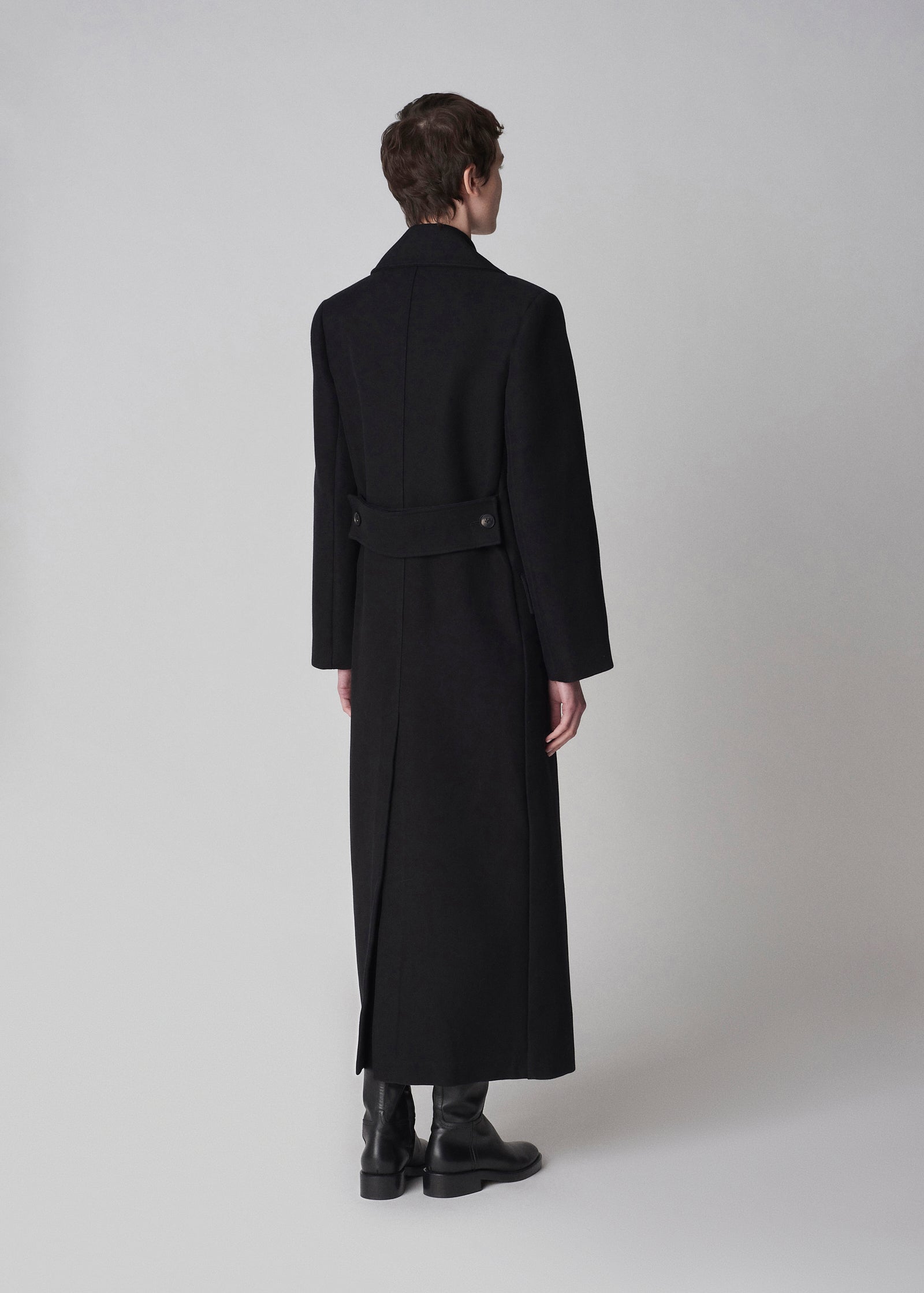 Long Peacoat in Double Cotton - Black - CO Collections