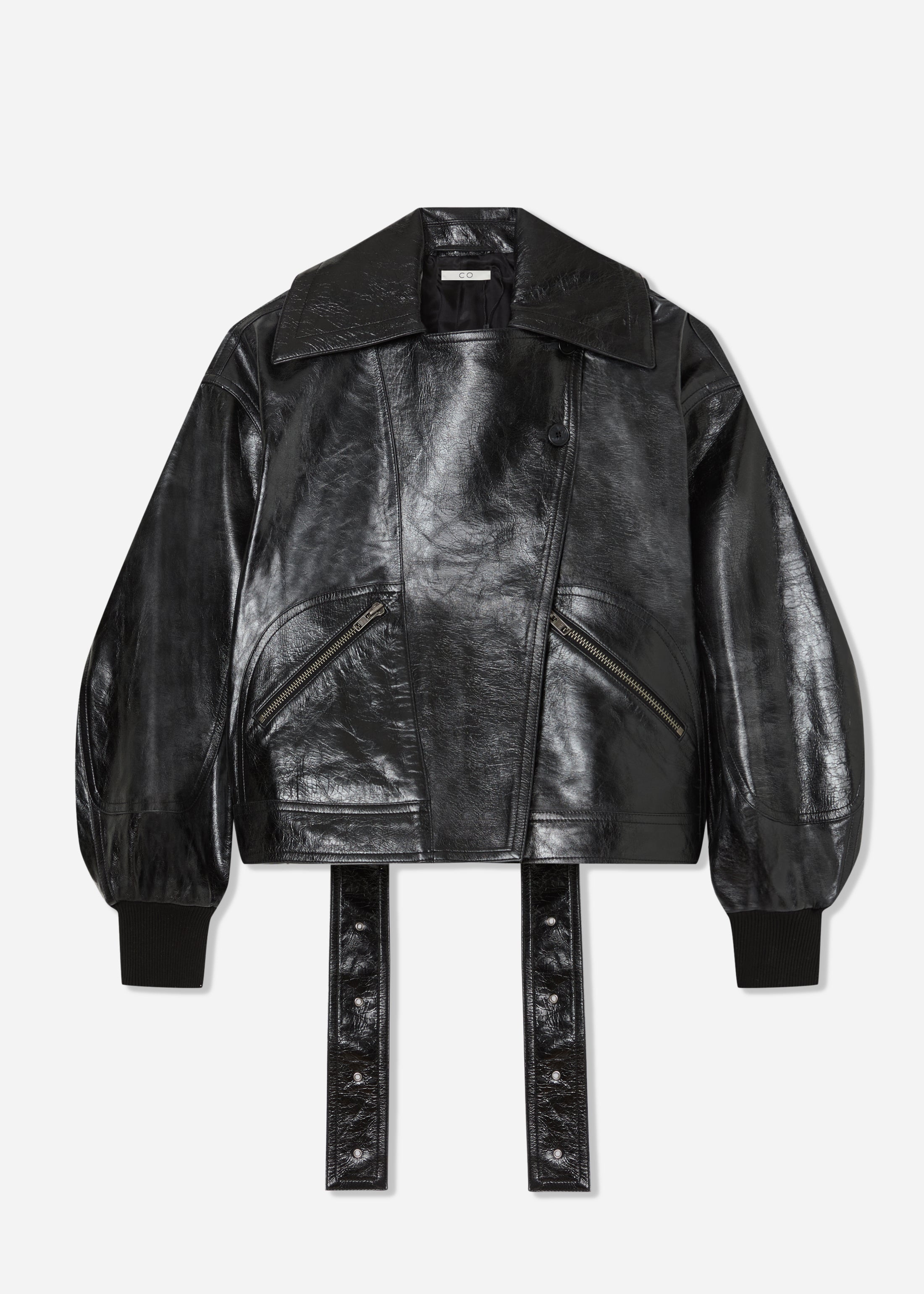 Engineered Leather Bomber - Black