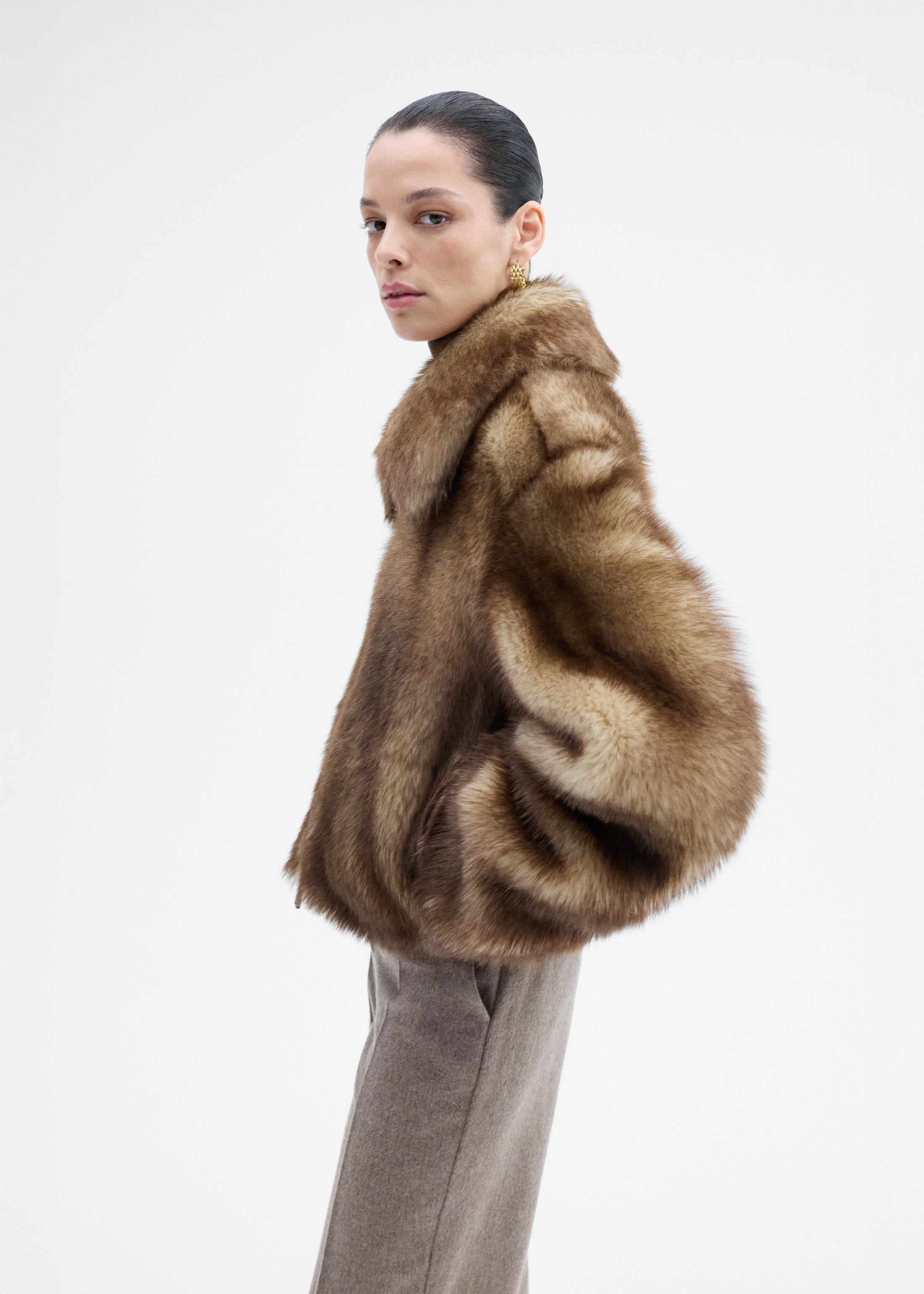 Shearling Bomber - Brown Multi