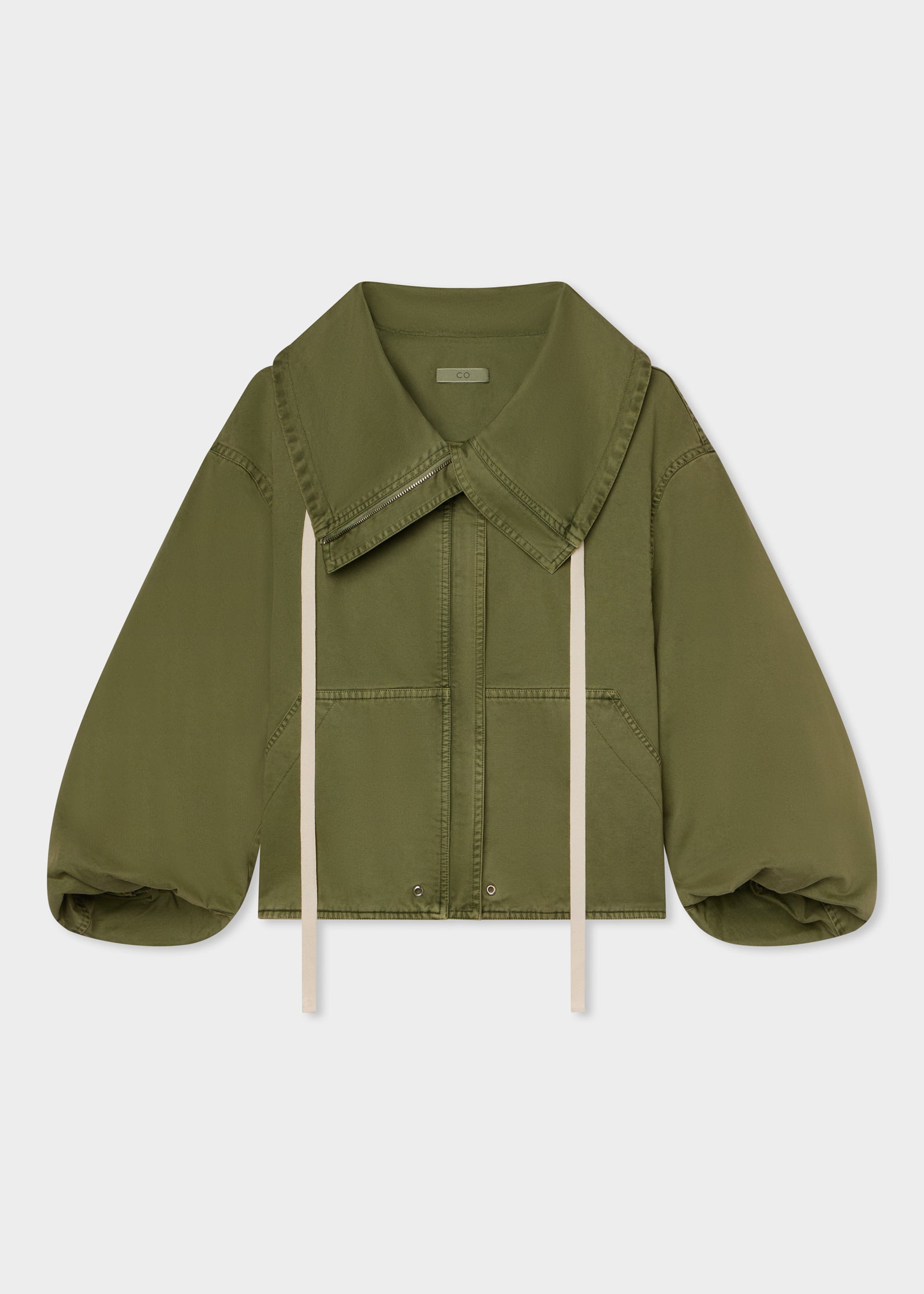 Rolled Collar Jacket - Army Green