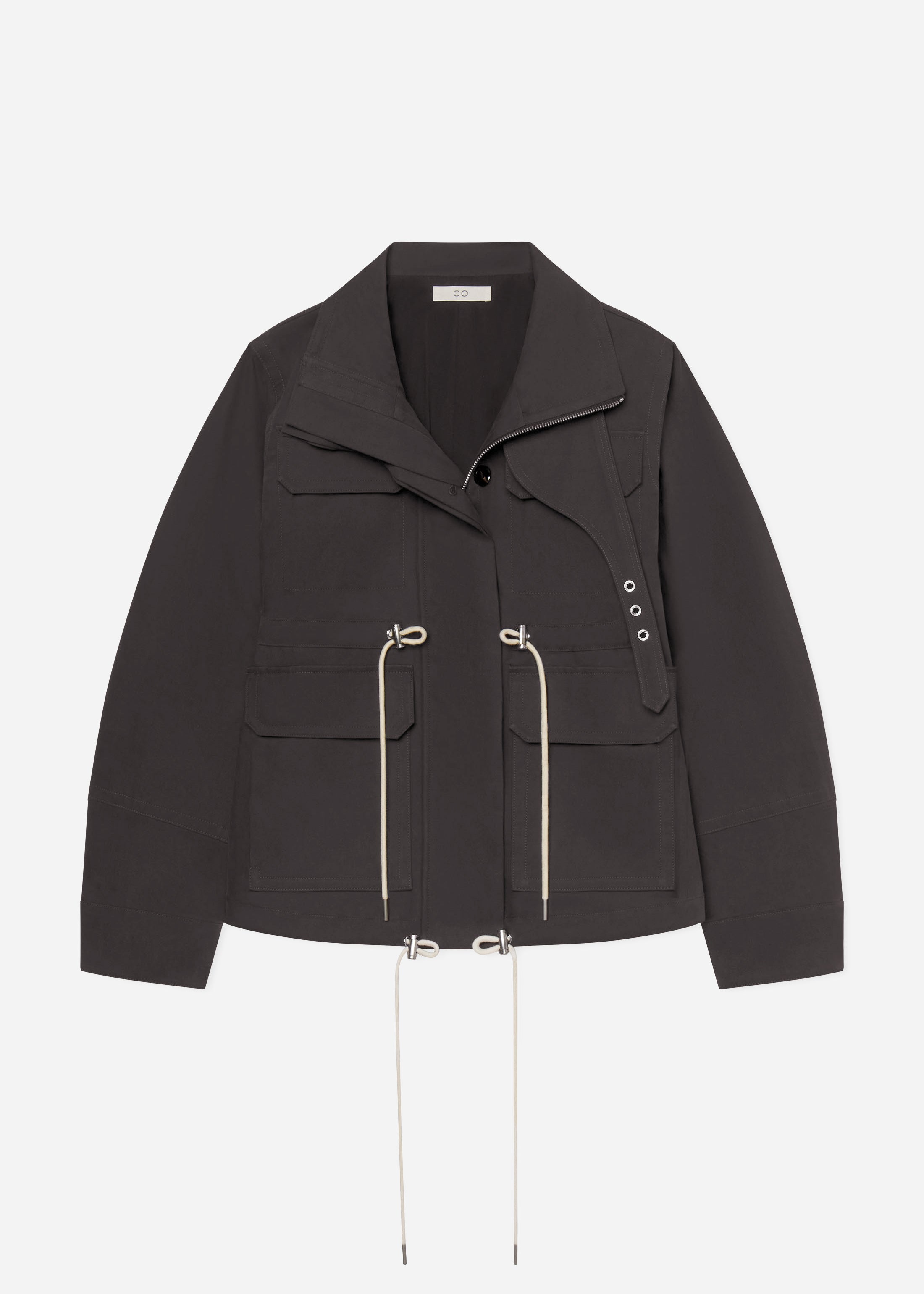 Military Jacket in Brushed Cotton - Chocolate