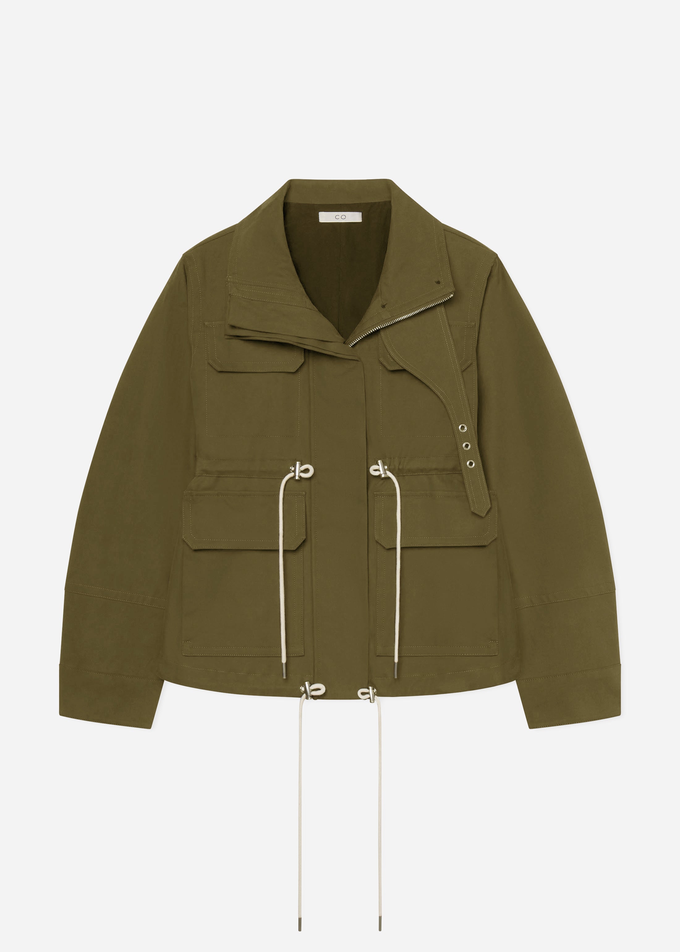 Military Jacket in Brushed Cotton - Olive