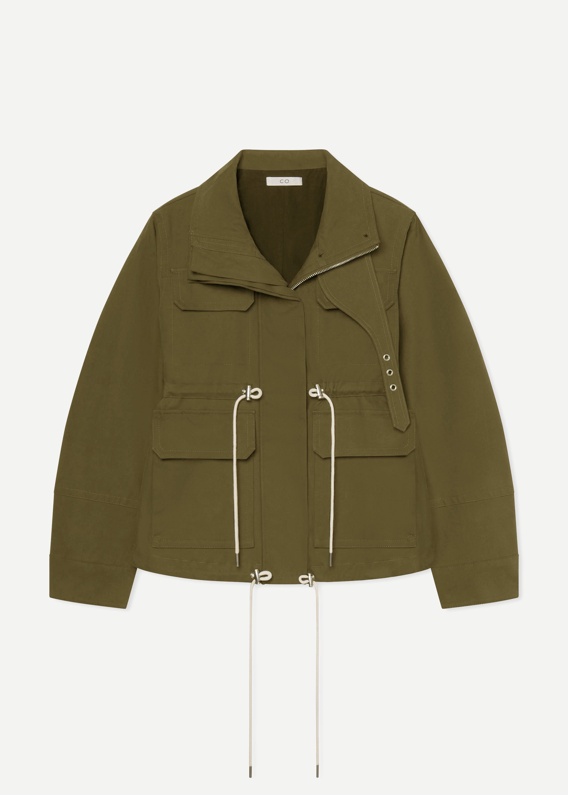 Military Jacket in Brushed Cotton - Olive